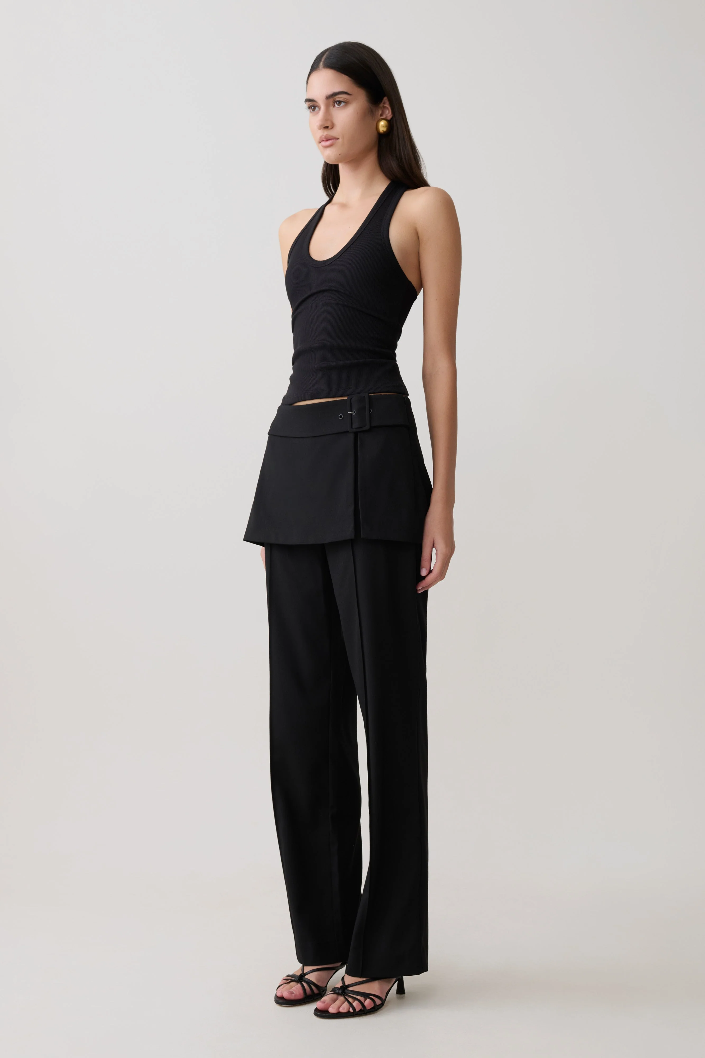Actress Ribbed Tank - Black - Image 5