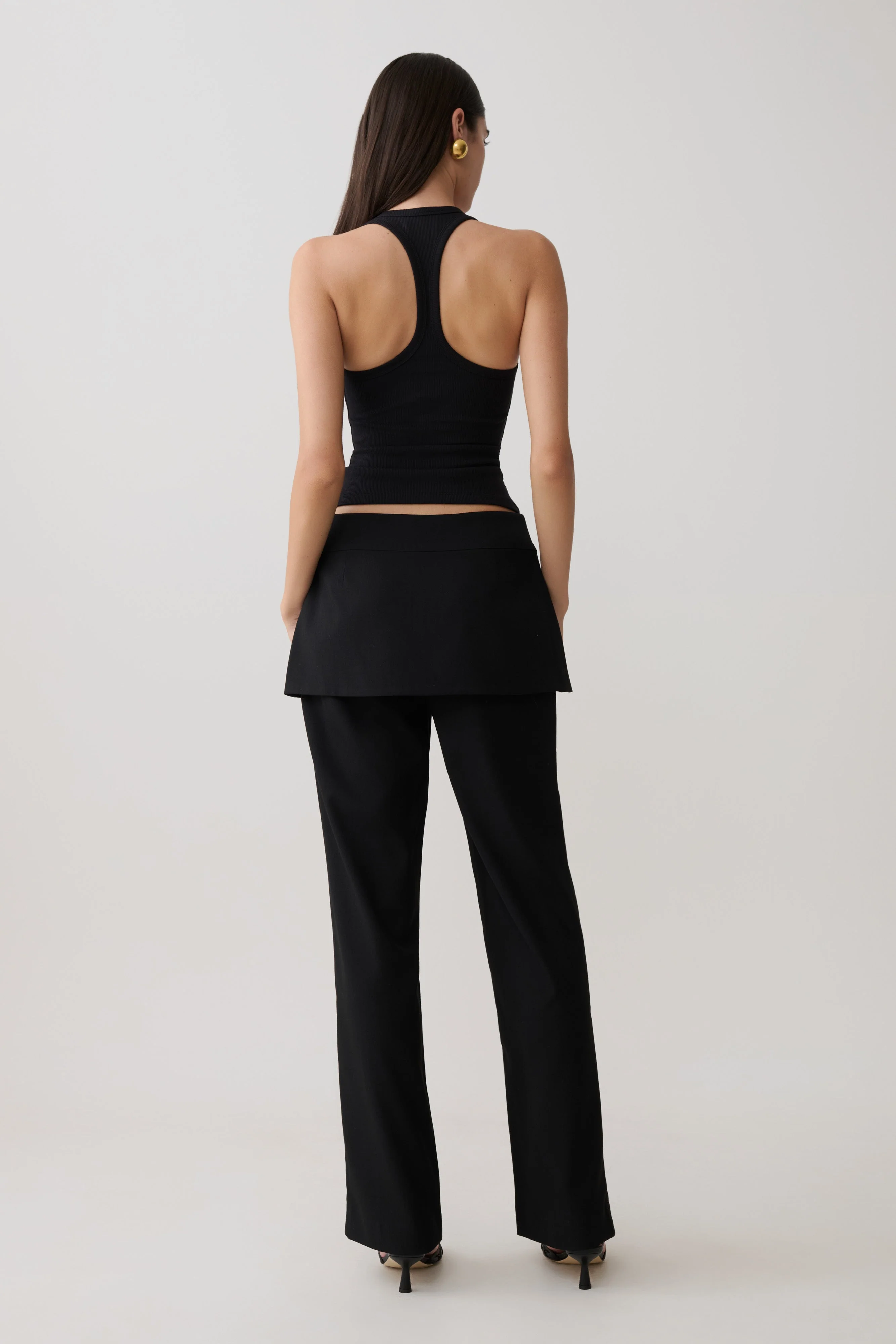 Actress Ribbed Tank - Black - Image 7