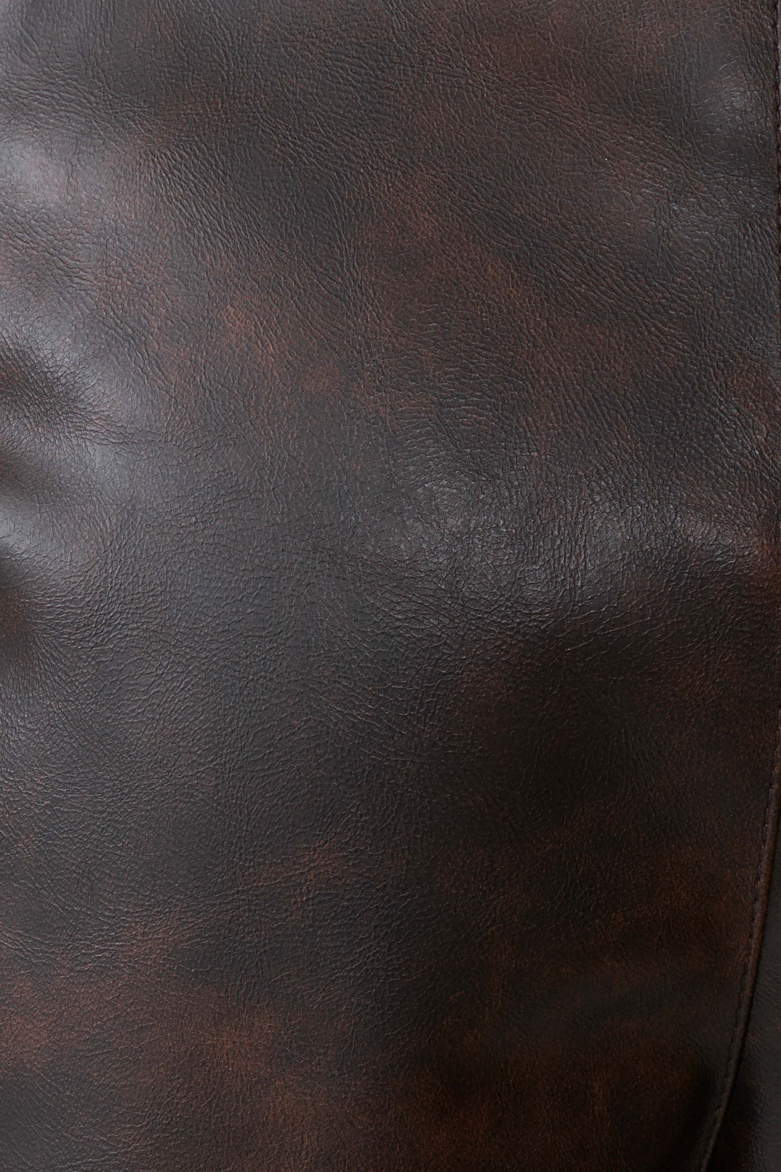 Adaline Faux Leather Cinch Waist Jacket - Dark Chocolate - Image 9