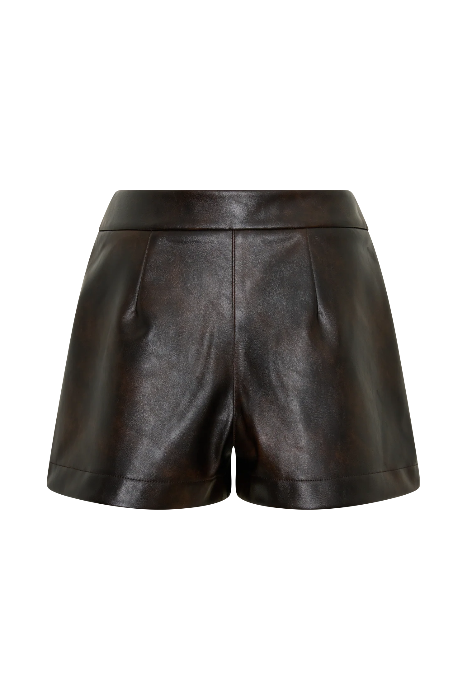 Adaline Faux Leather High Waisted Shorts - Dark Chocolate - Image 8