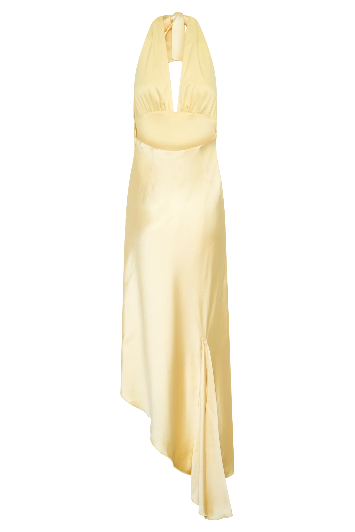 Adelie Asymmetric Hem Halter Midi Dress - Butter - Image 8