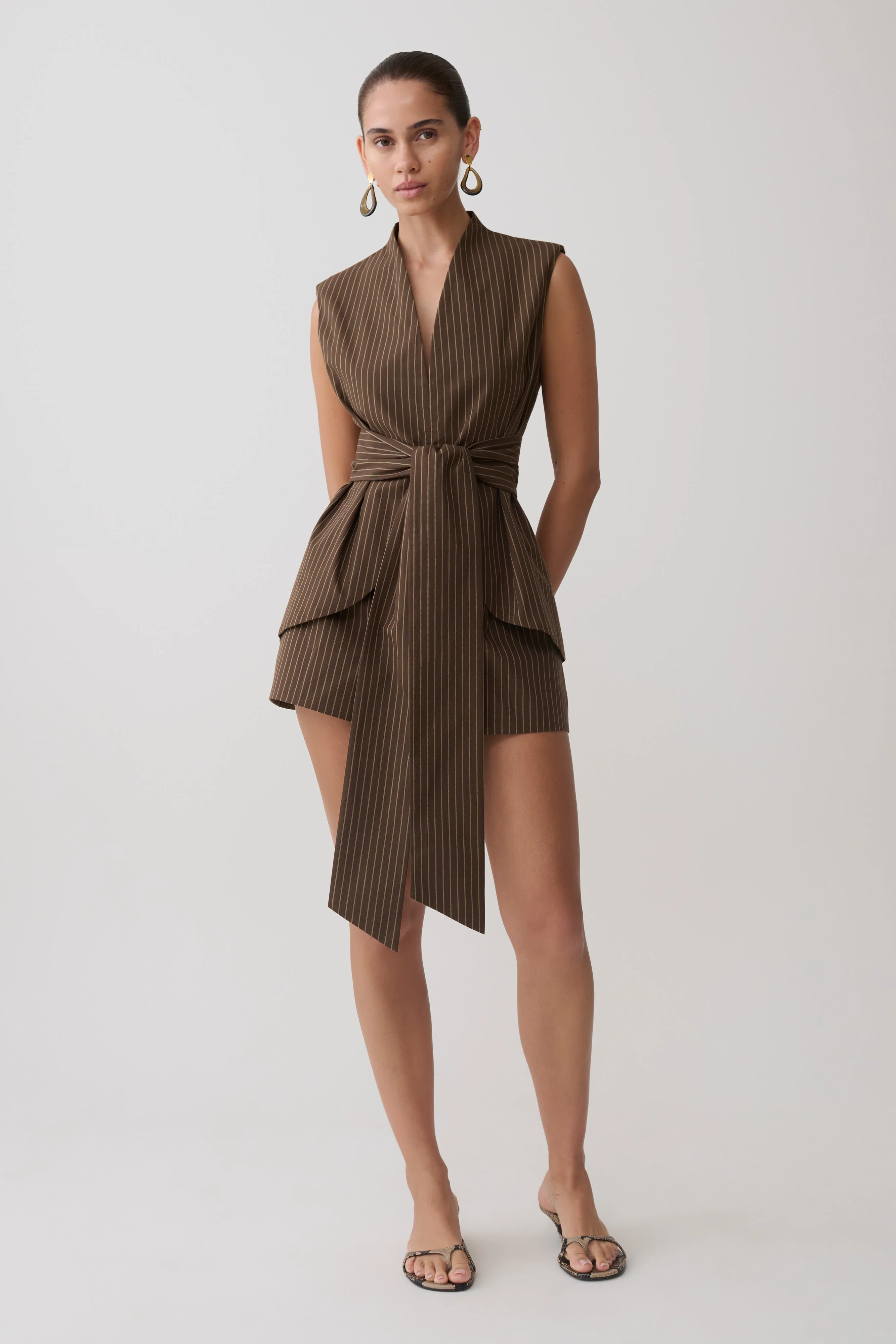 Alina Pintuck Cotton Shorts - Chocolate - Image 7