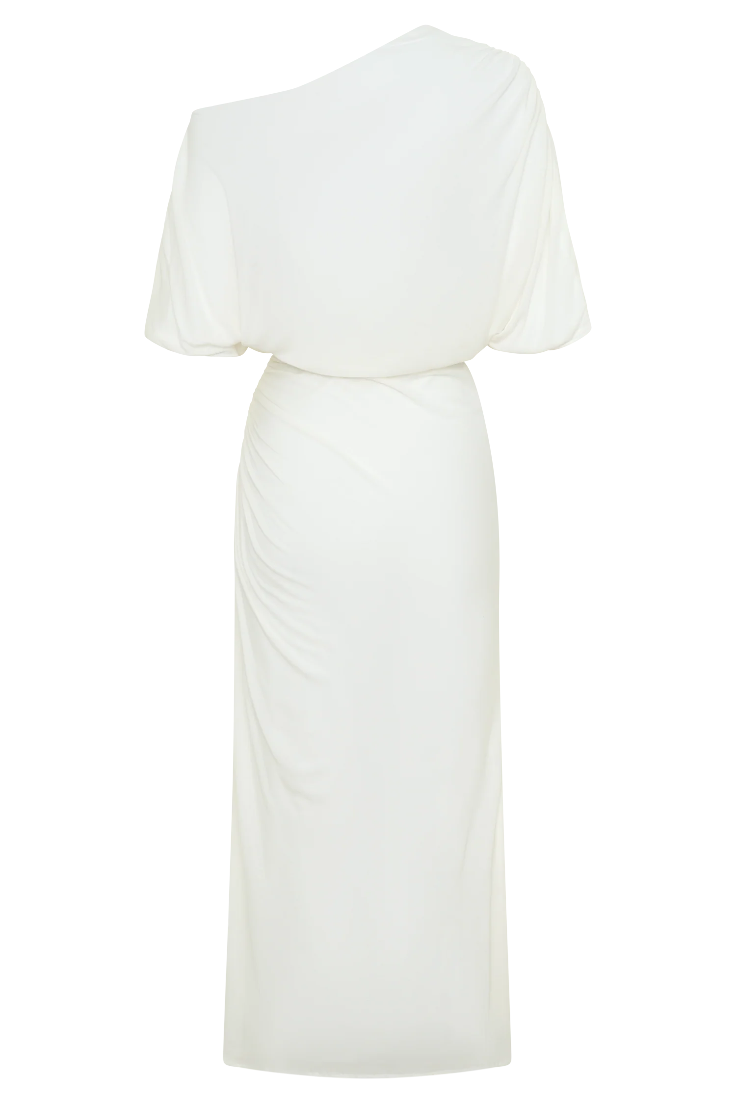 Alva Wool Lyocell Draped Midi Dress - White - Image 6
