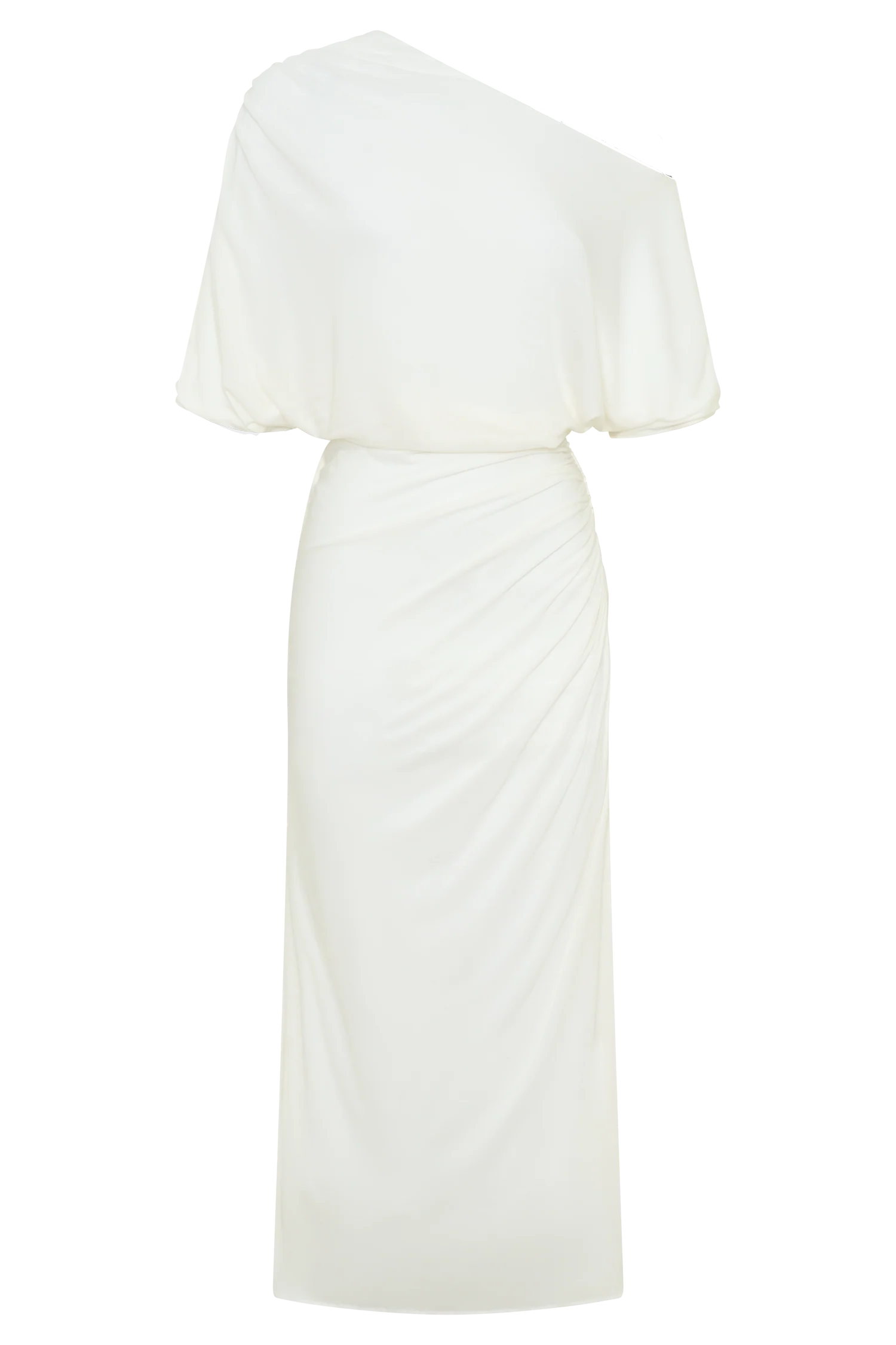 Alva Wool Lyocell Draped Midi Dress - White - Image 7