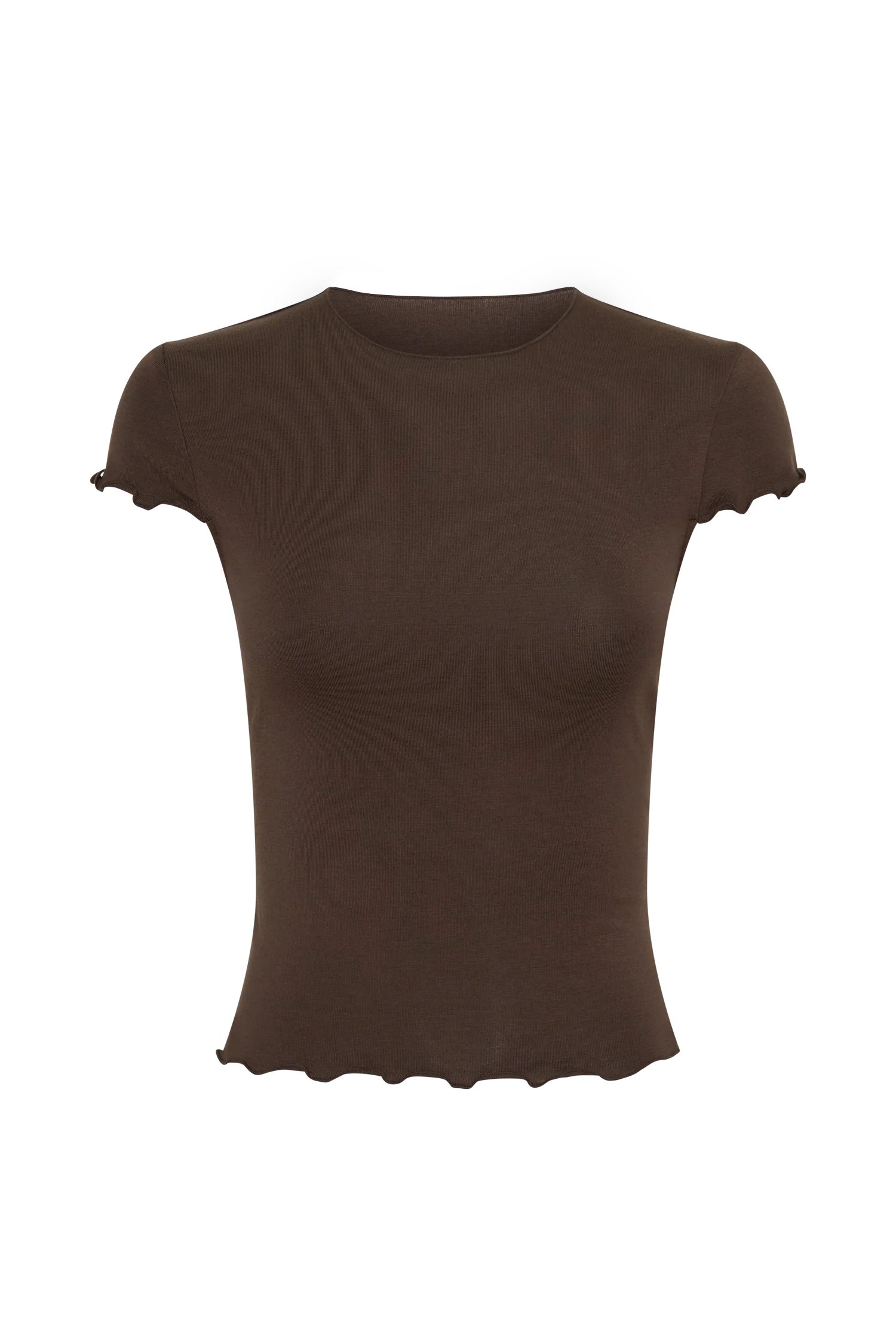 Anfie High Neck Top With Piping Detail - Dark Chocolate - Image 9