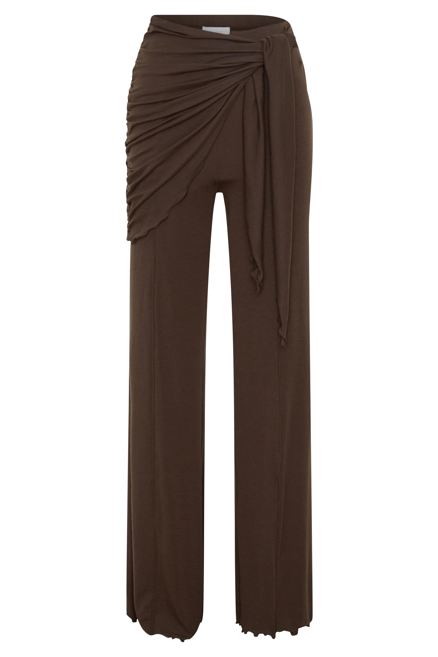 Anfie Straight Leg Pants With Waist Wrap - Dark Chocolate - Image 9