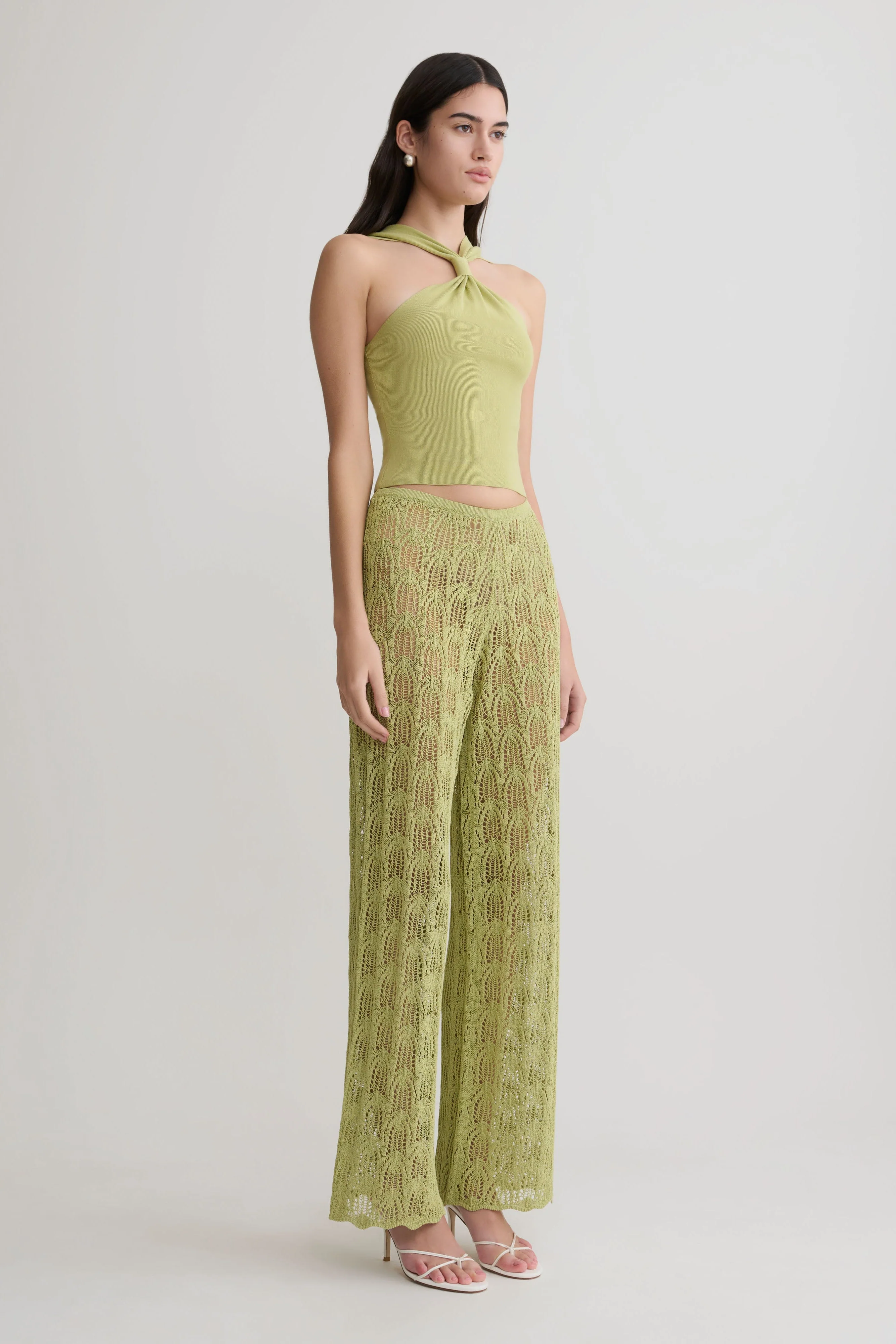 Angelika Twist Front Knit Top - Light Olive - Image 5