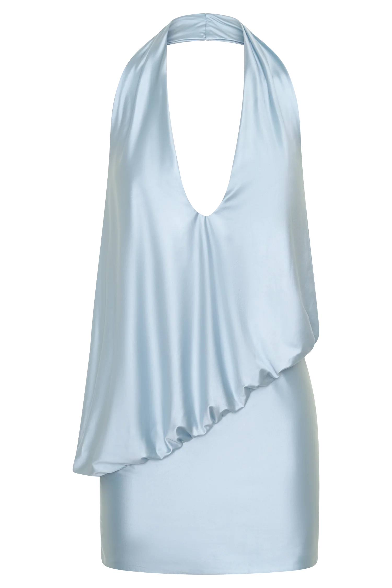 Arabel Draped Halter Mini Dress - Pale Blue - Image 9
