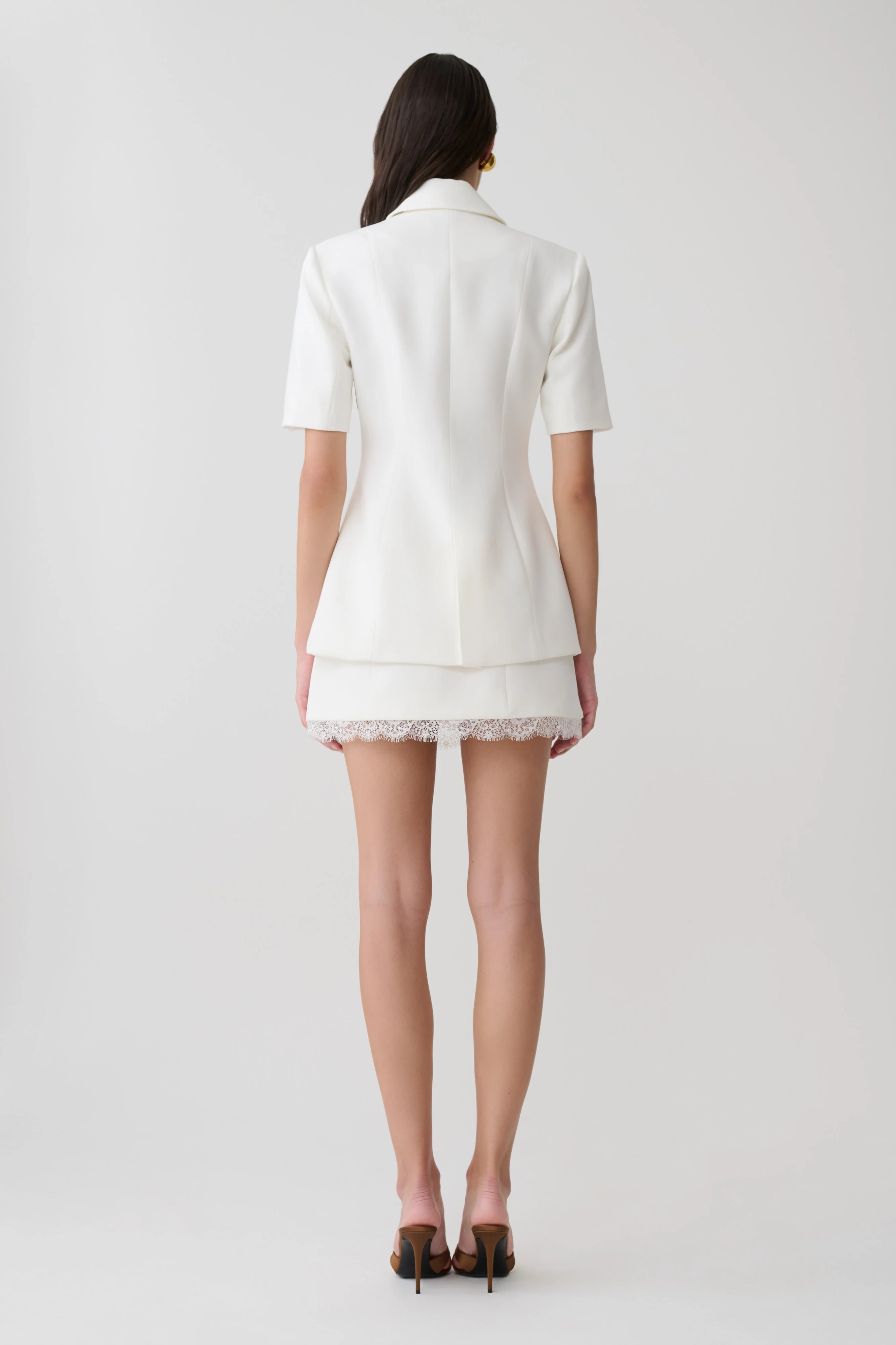 Ariella Button Up Short Sleeves Top - White - Image 5