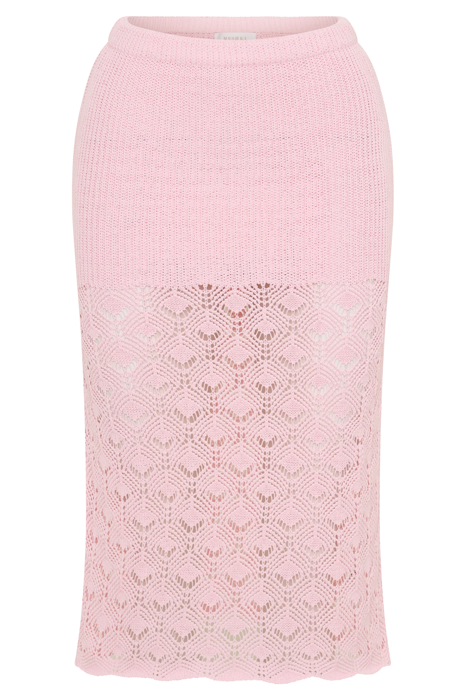 Atlantis Crochet Knit Midi Skirt - Baby Pink - Image 8
