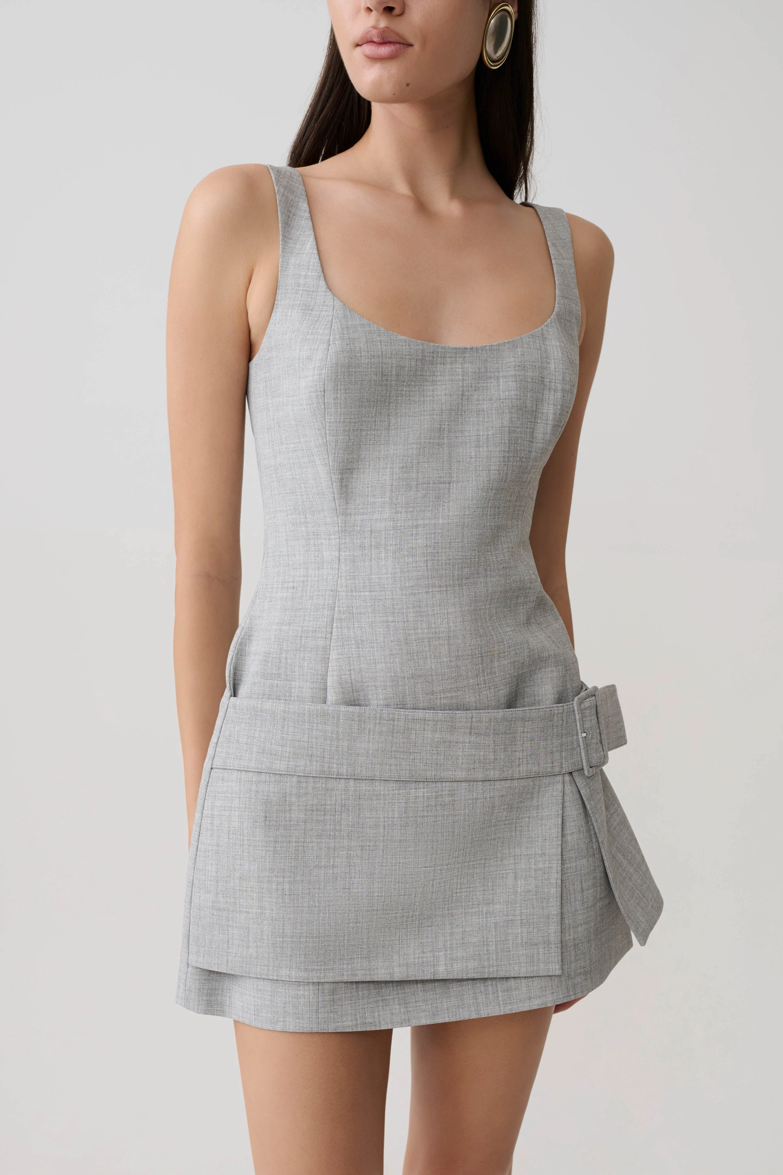 Bailey Wrap Skirt Mini Dress - Charcoal Marle - Image 3