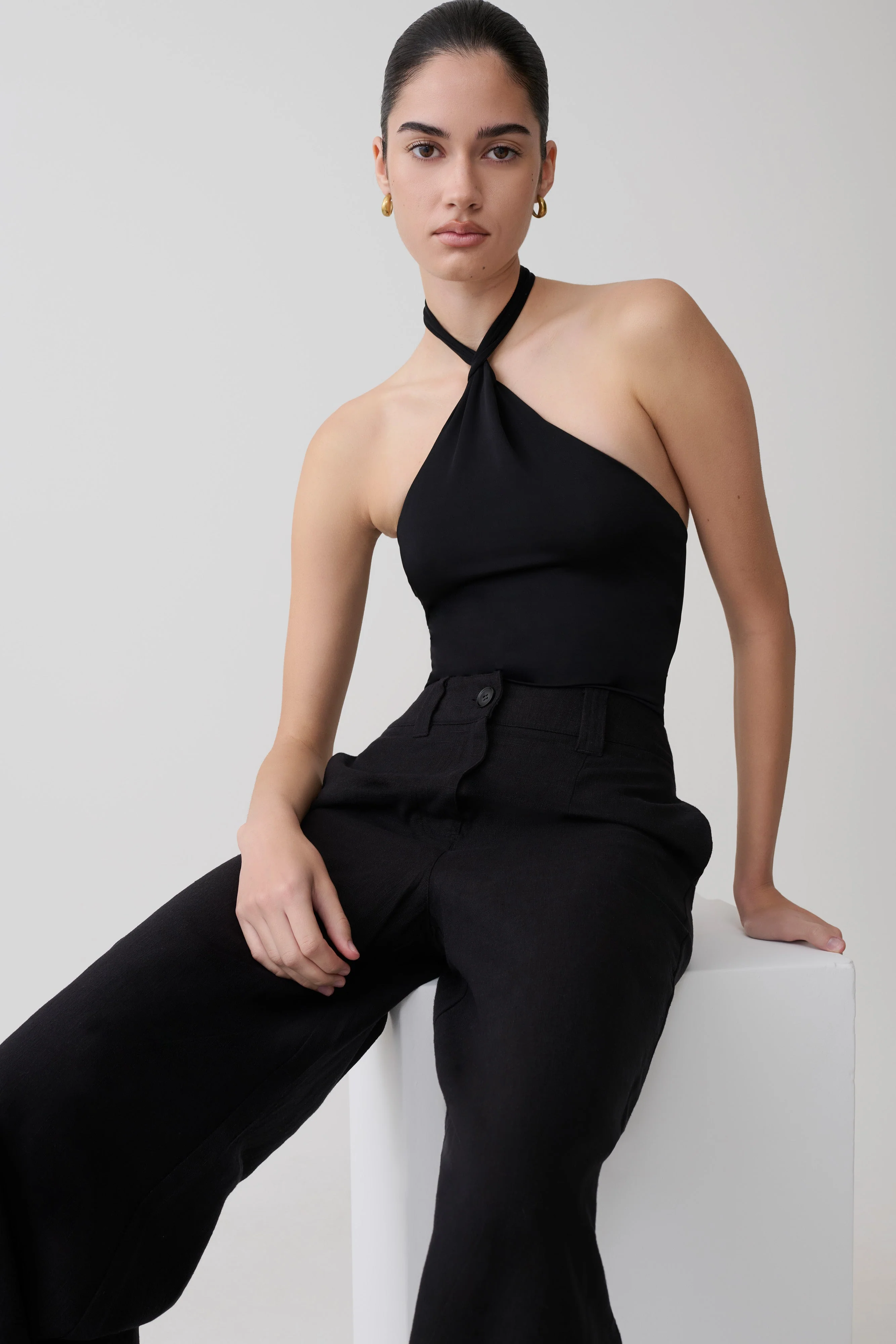 Bambi Twisted Neck Bodysuit - Black - Image 3
