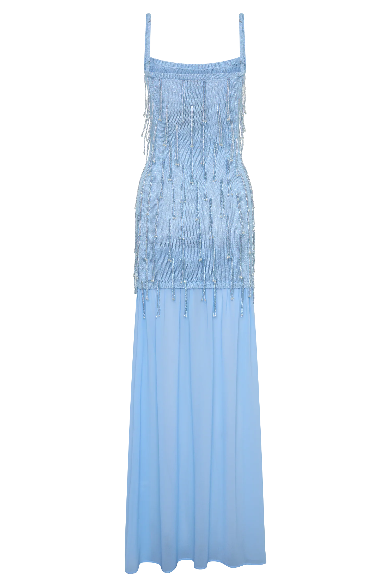 Belinda Beaded Knit & Chiffon Maxi Dress - Light Blue - Image 6