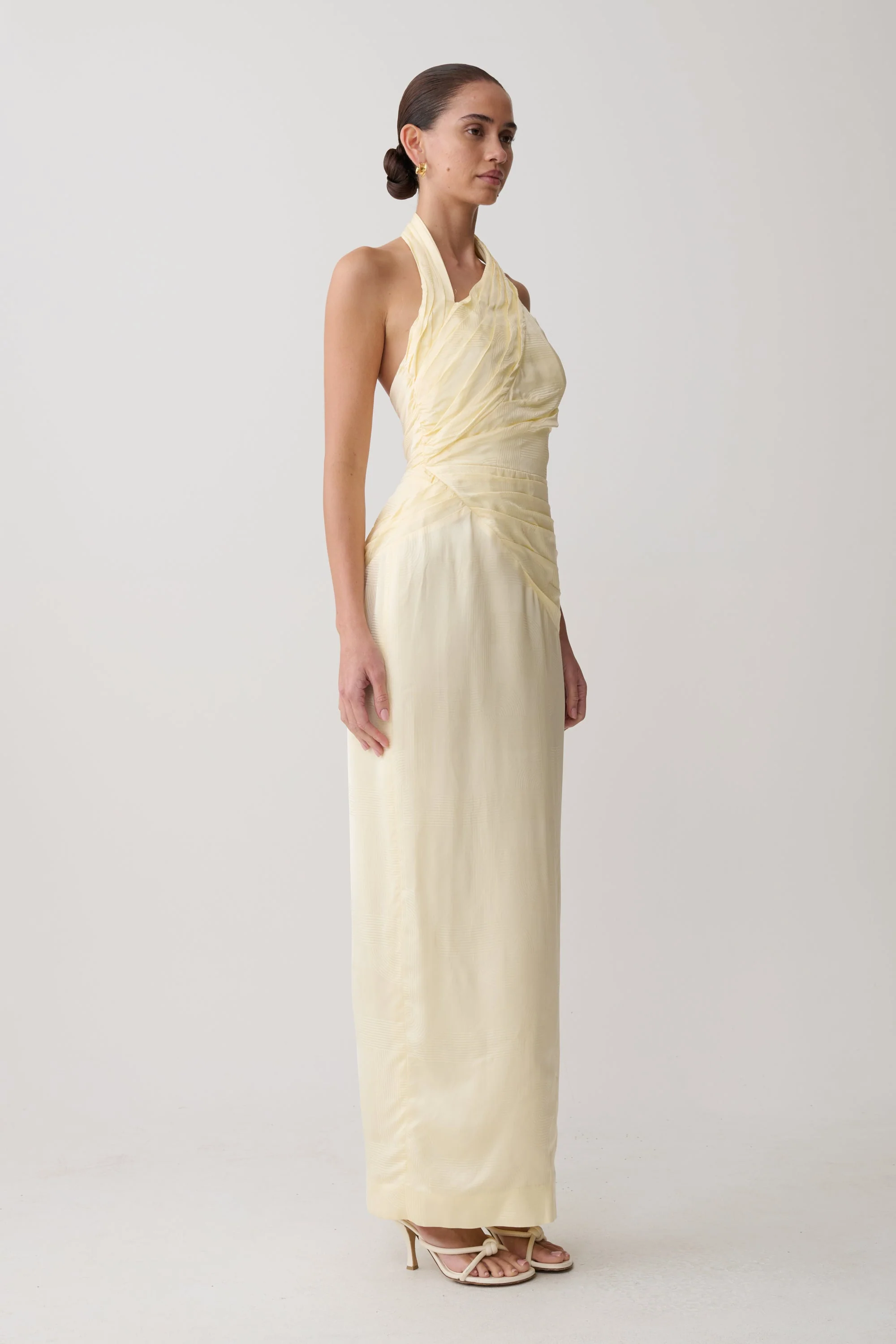 Chiara Halter Satin Maxi Dress - Buttermilk - Image 4