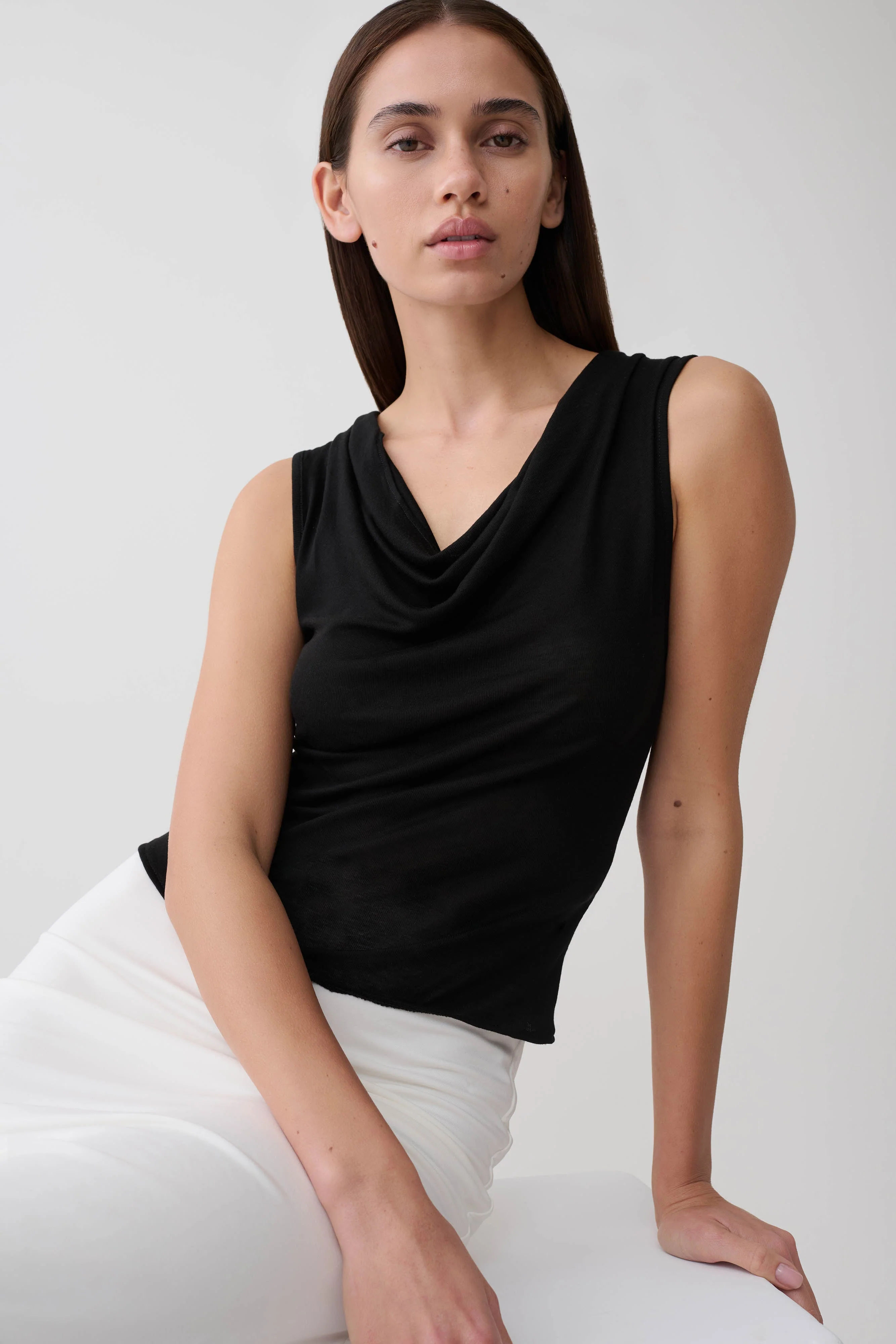 Ciaran Sleeveless Sheer Top - Black - Image 4