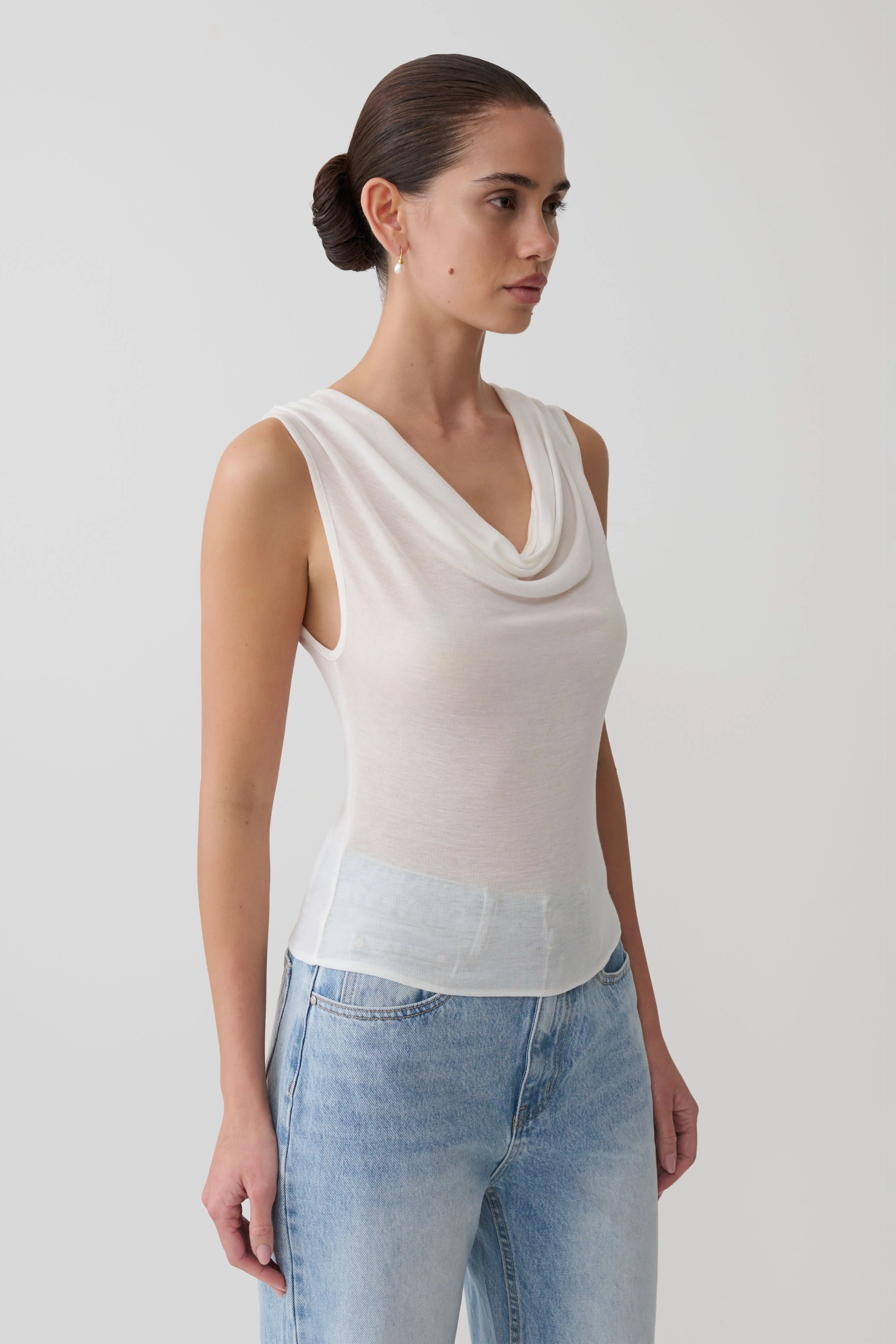 Ciaran Sleeveless Sheer Top - Ivory - Image 5