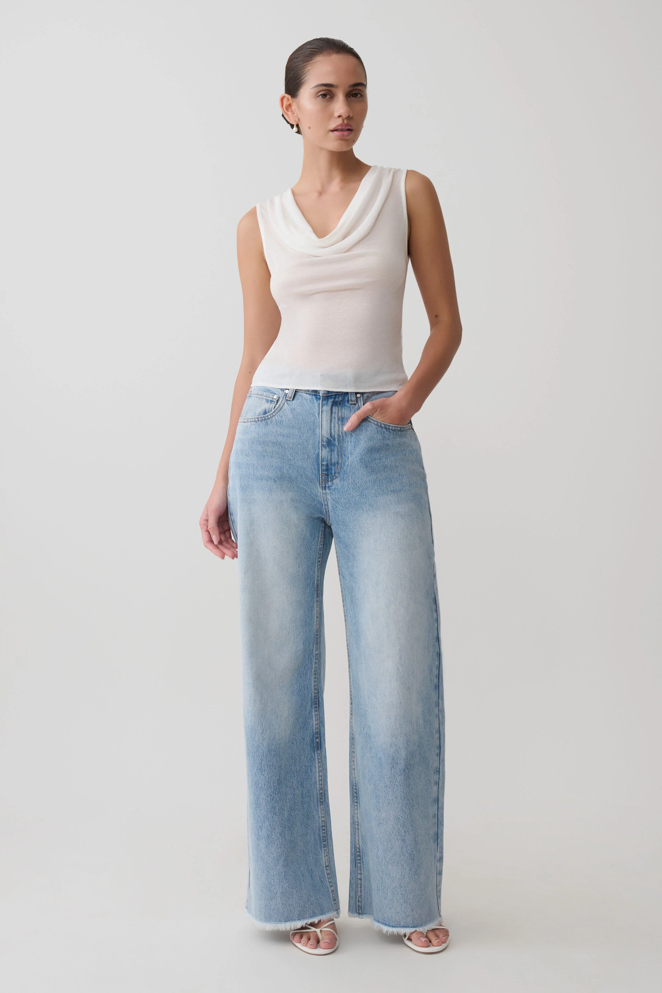 Ciaran Sleeveless Sheer Top - Ivory - Image 8