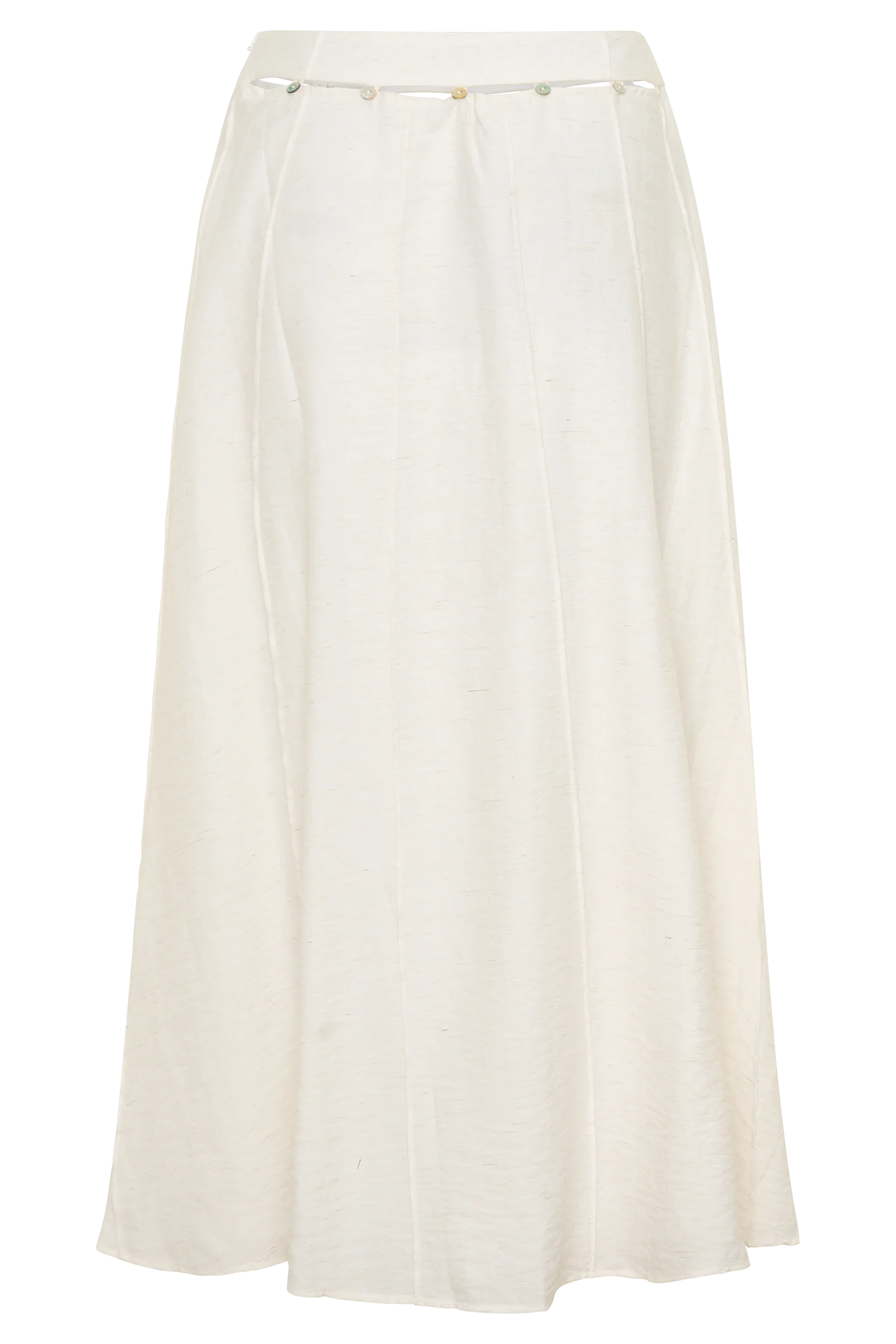 Claire Pearl Button Midi Skirt - White - Image 12