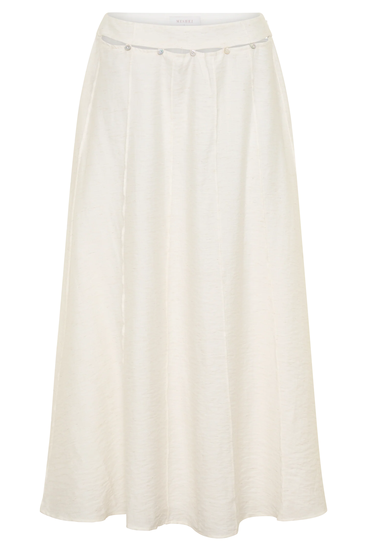 Claire Pearl Button Midi Skirt - White - Image 13