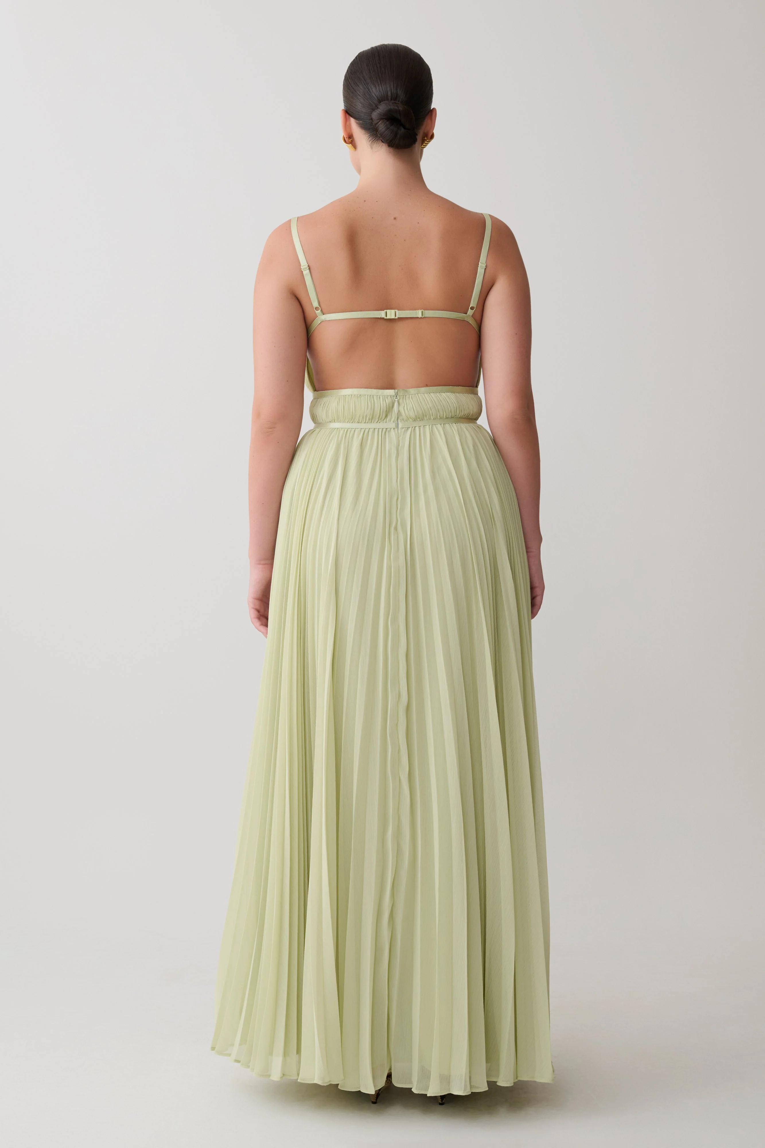 Clarisse Pleated Maxi Dress - Sage - Image 2
