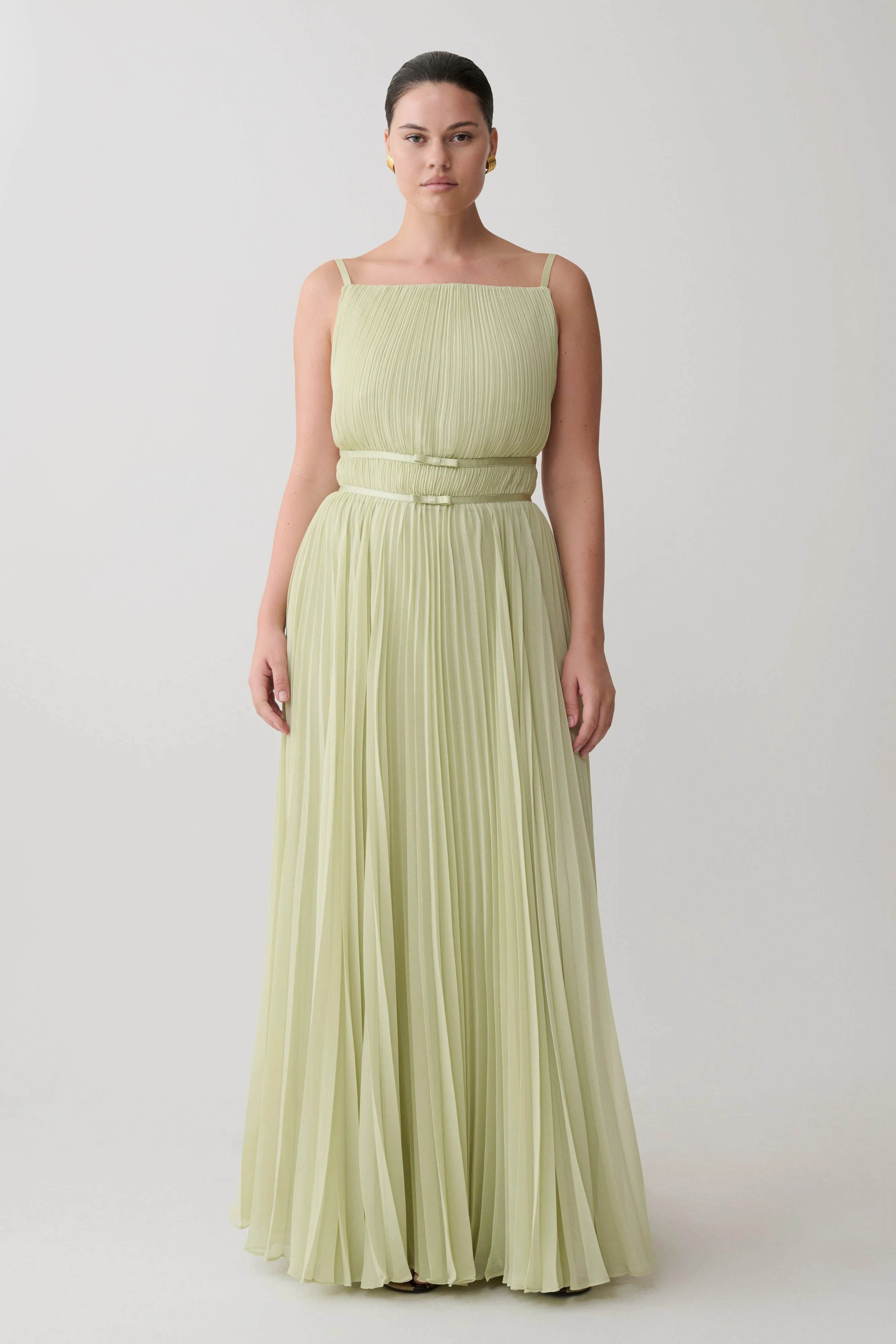 Clarisse Pleated Maxi Dress - Sage - Image 4