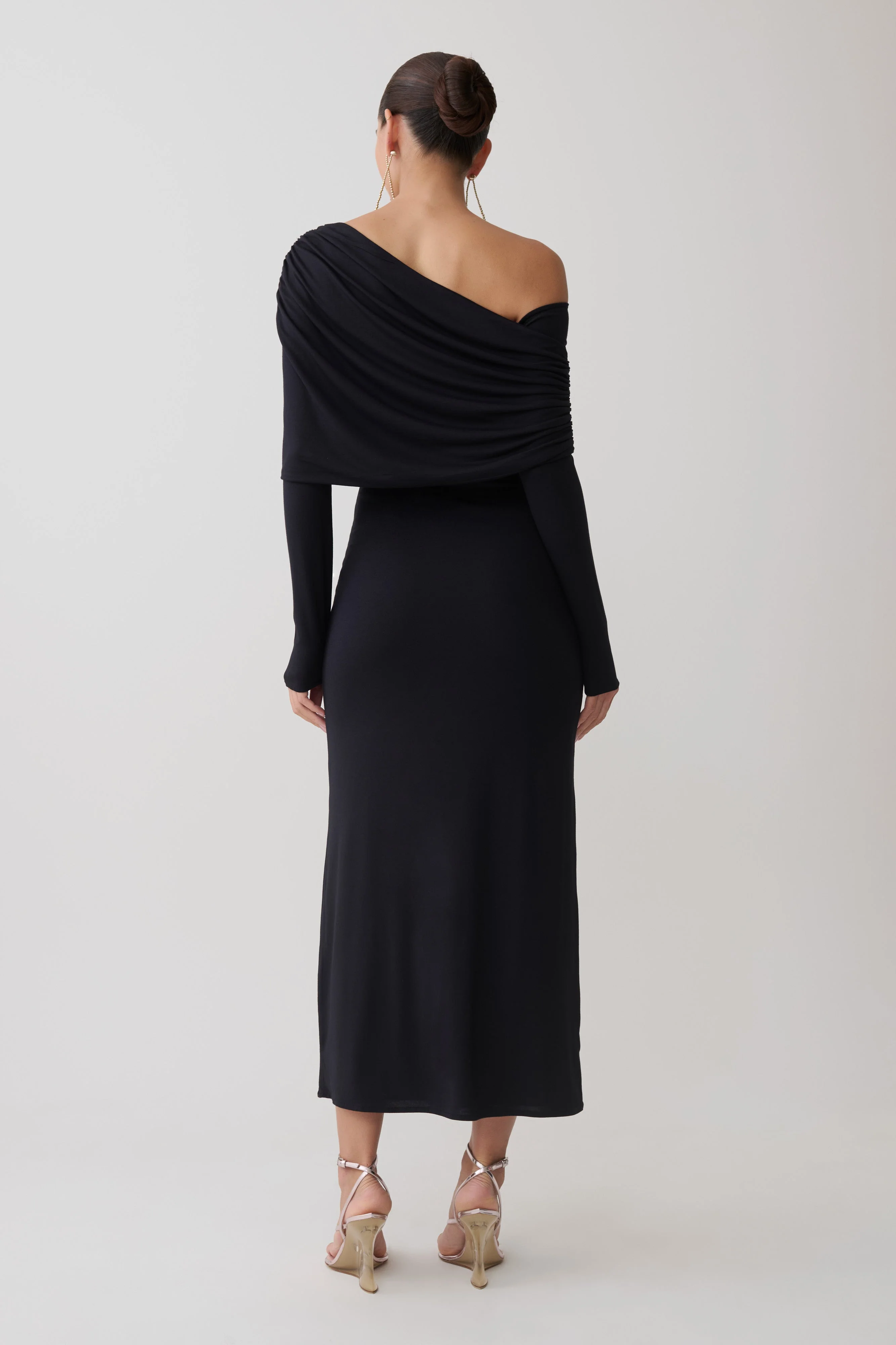 Corinna Modal One Shoulder Midi Dress - Black - Image 2