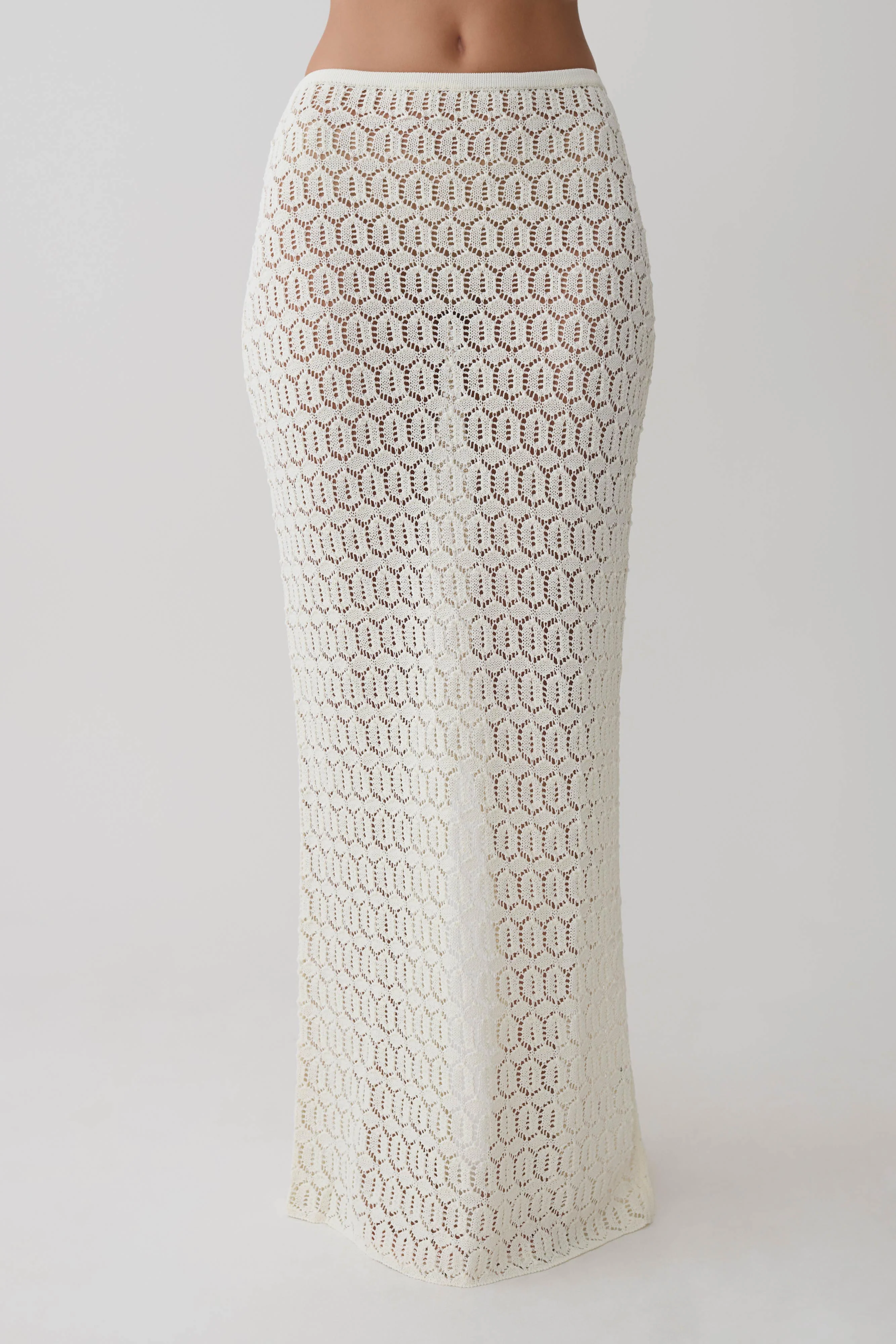 Courtney Crochet Knit Maxi Skirt - Ivory - Image 8