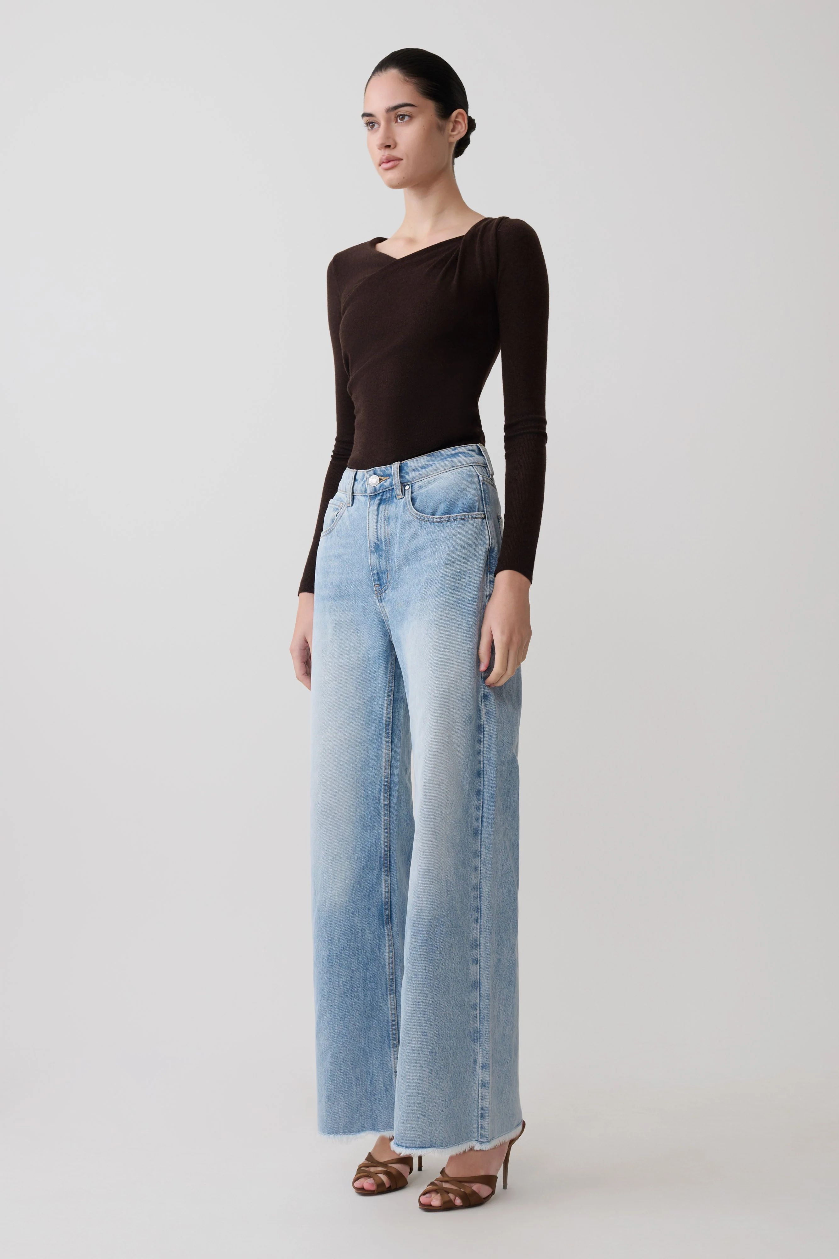 Culver Draped Twist Knit Top - Chocolate - Image 4