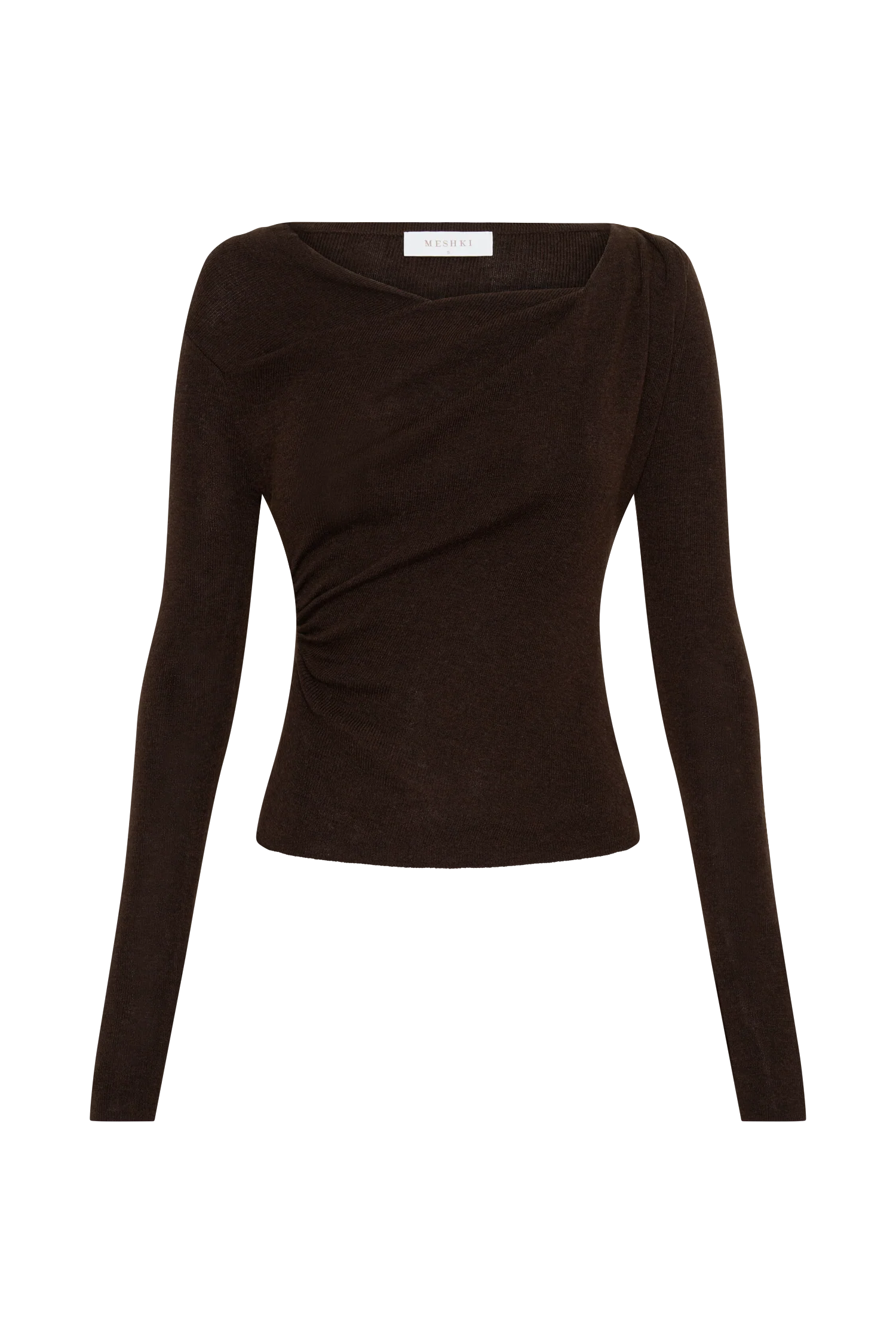 Culver Draped Twist Knit Top - Chocolate - Image 9