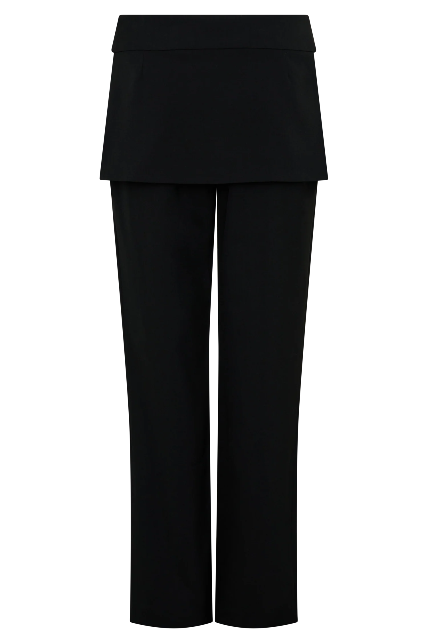 Daisy Wrap Skirt Straight Leg Pants - Black - Image 10