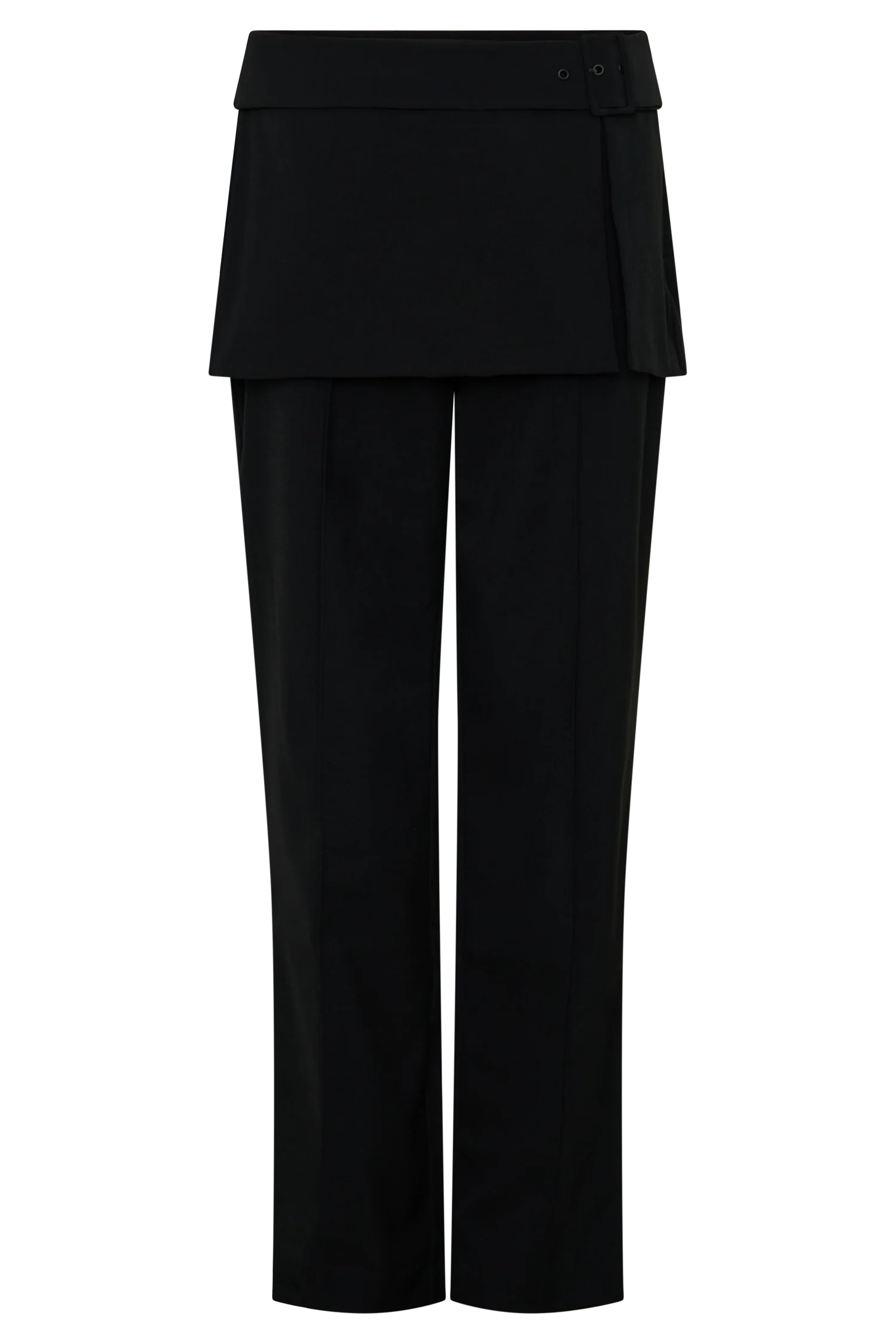 Daisy Wrap Skirt Straight Leg Pants - Black - Image 11