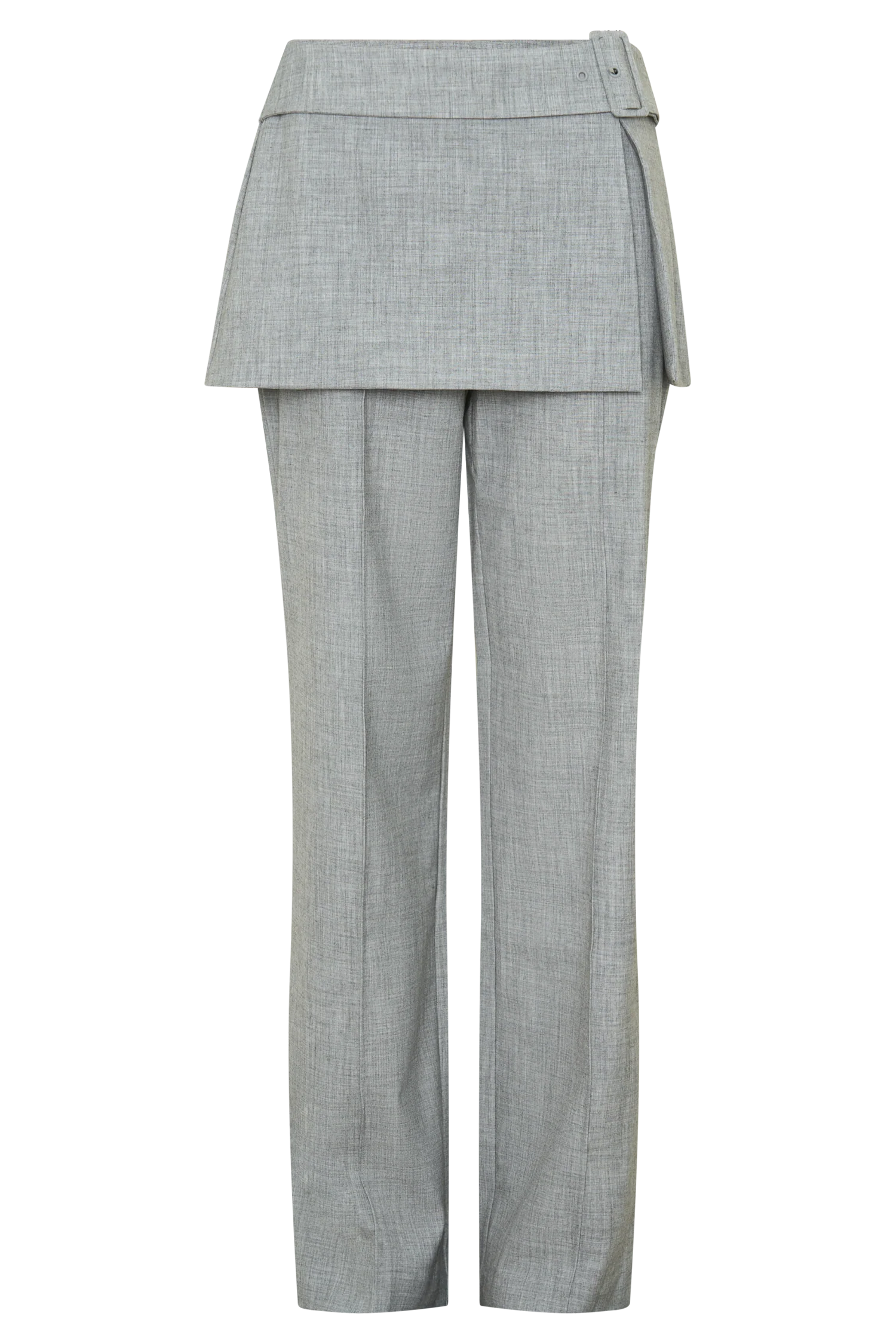 Daisy Wrap Skirt Straight Leg Pants - Charcoal Marle - Image 11
