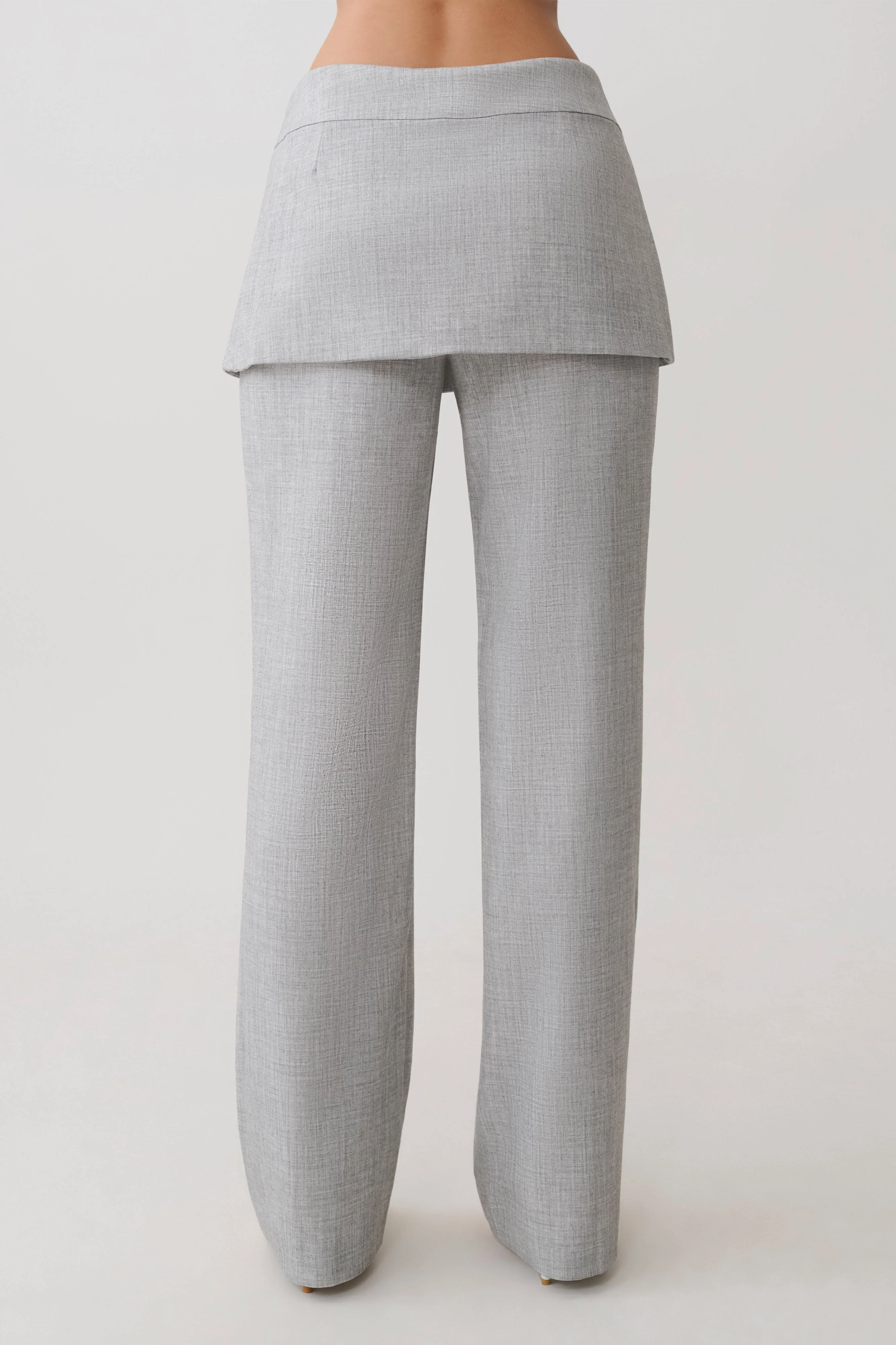 Daisy Wrap Skirt Straight Leg Pants - Charcoal Marle - Image 7