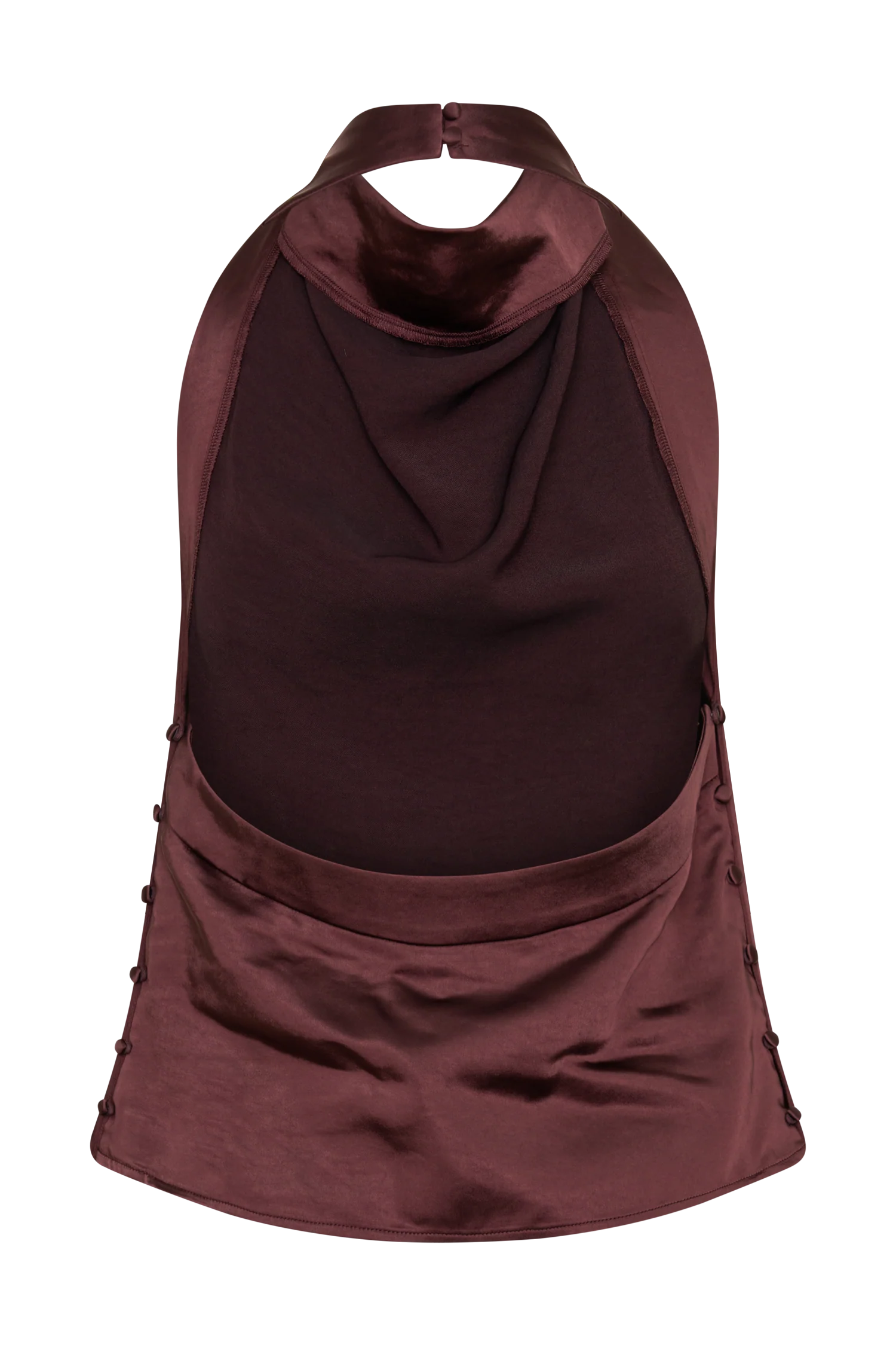 Danica Satin Halter Sleeveless Top - Mahogany - Image 6