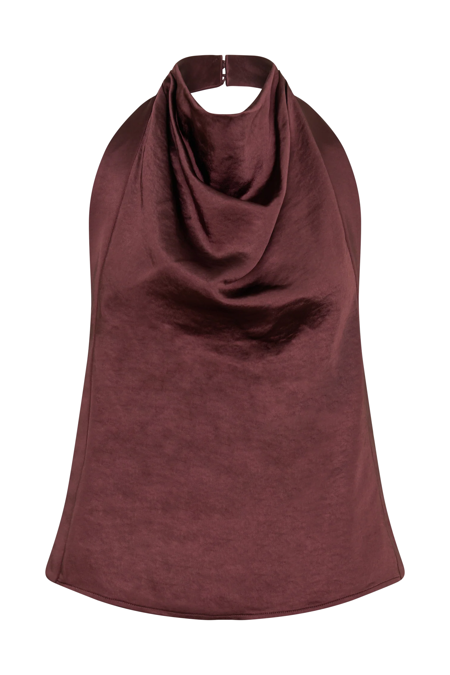 Danica Satin Halter Sleeveless Top - Mahogany - Image 7