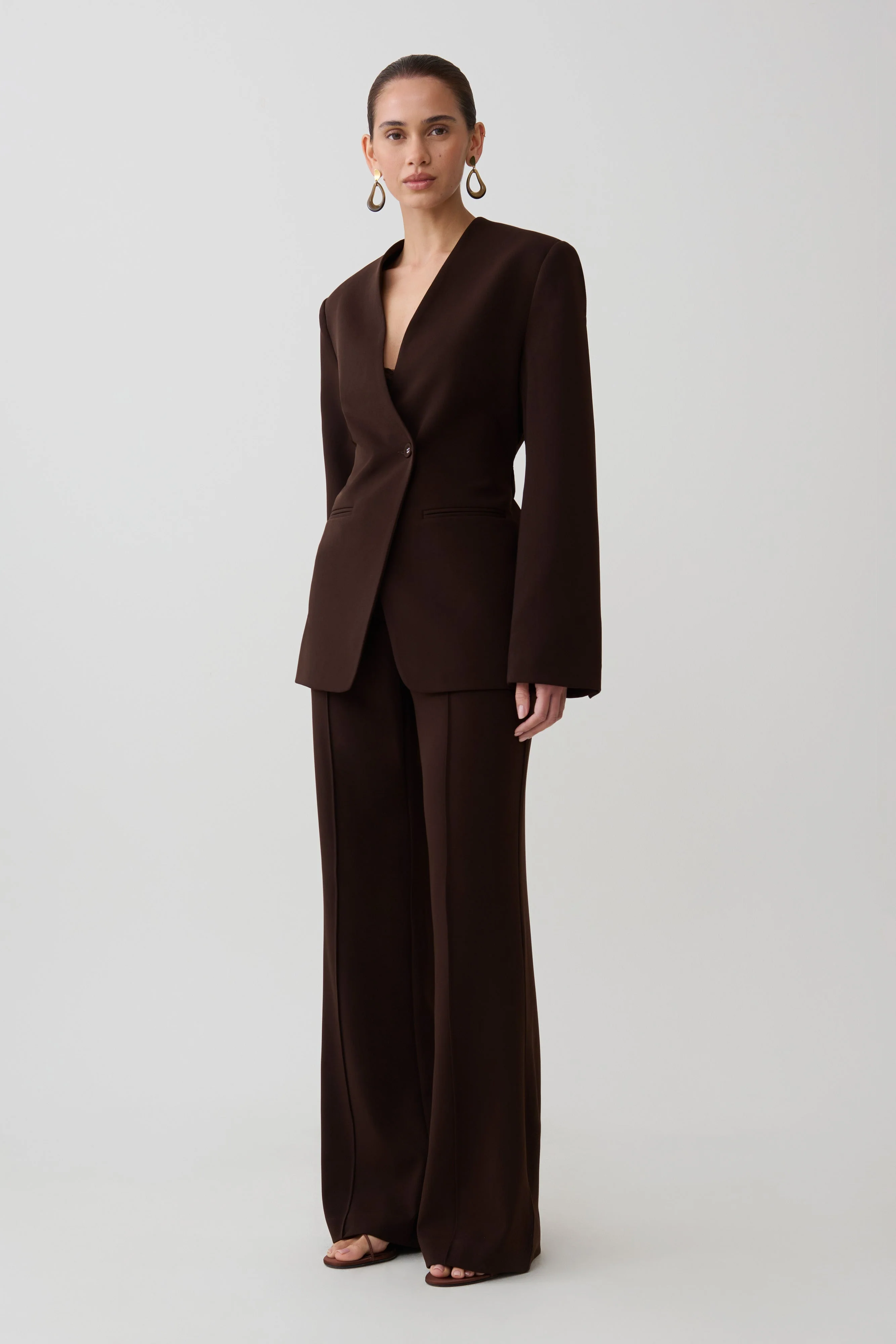 Darcie Fit And Flare Suiting Pants - Dark Chocolate - Image 4