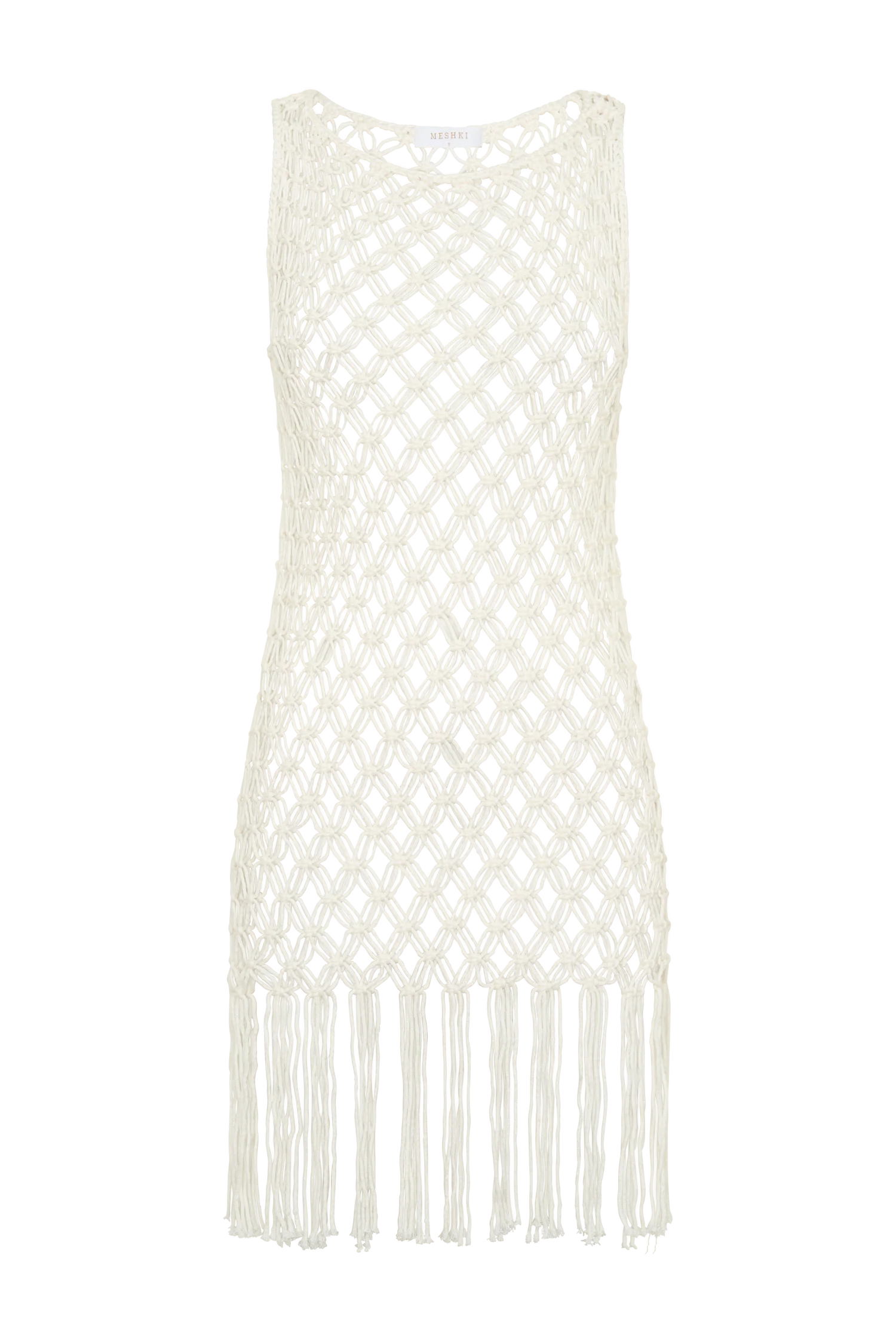 Devlin Macrame Tassel Mini Dress - Ivory - Image 11