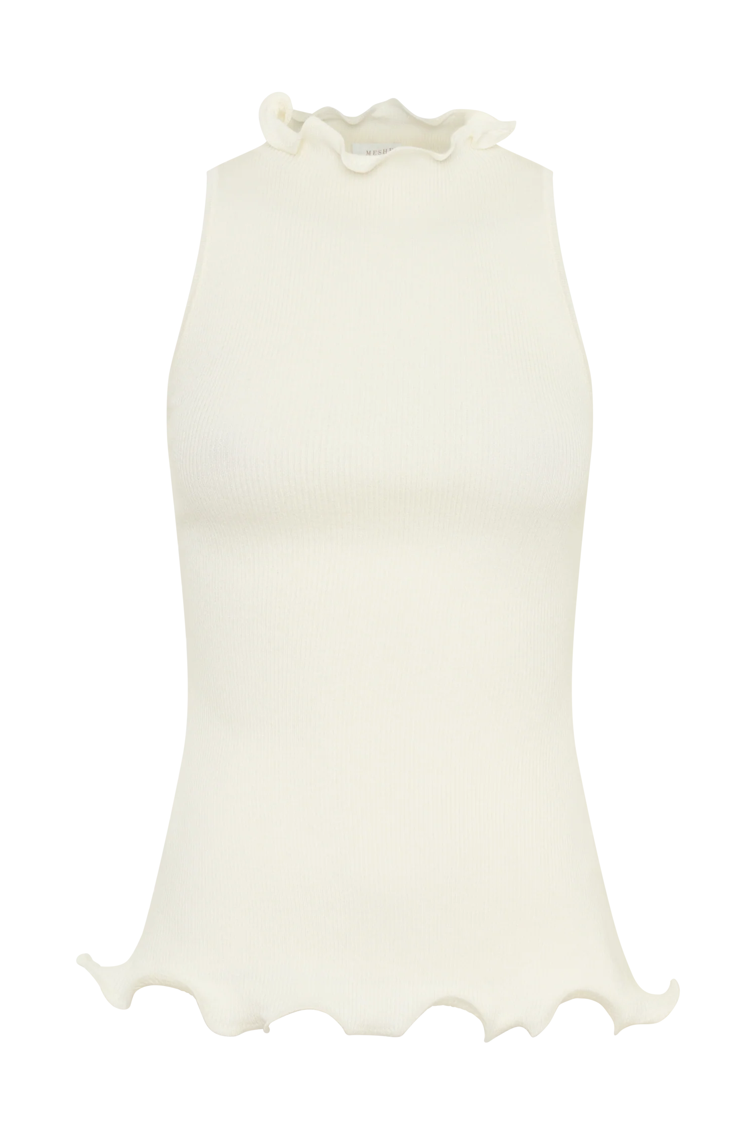 Diya Ribbed Sleeveless Top With Wire Hem - Ivory - Image 9