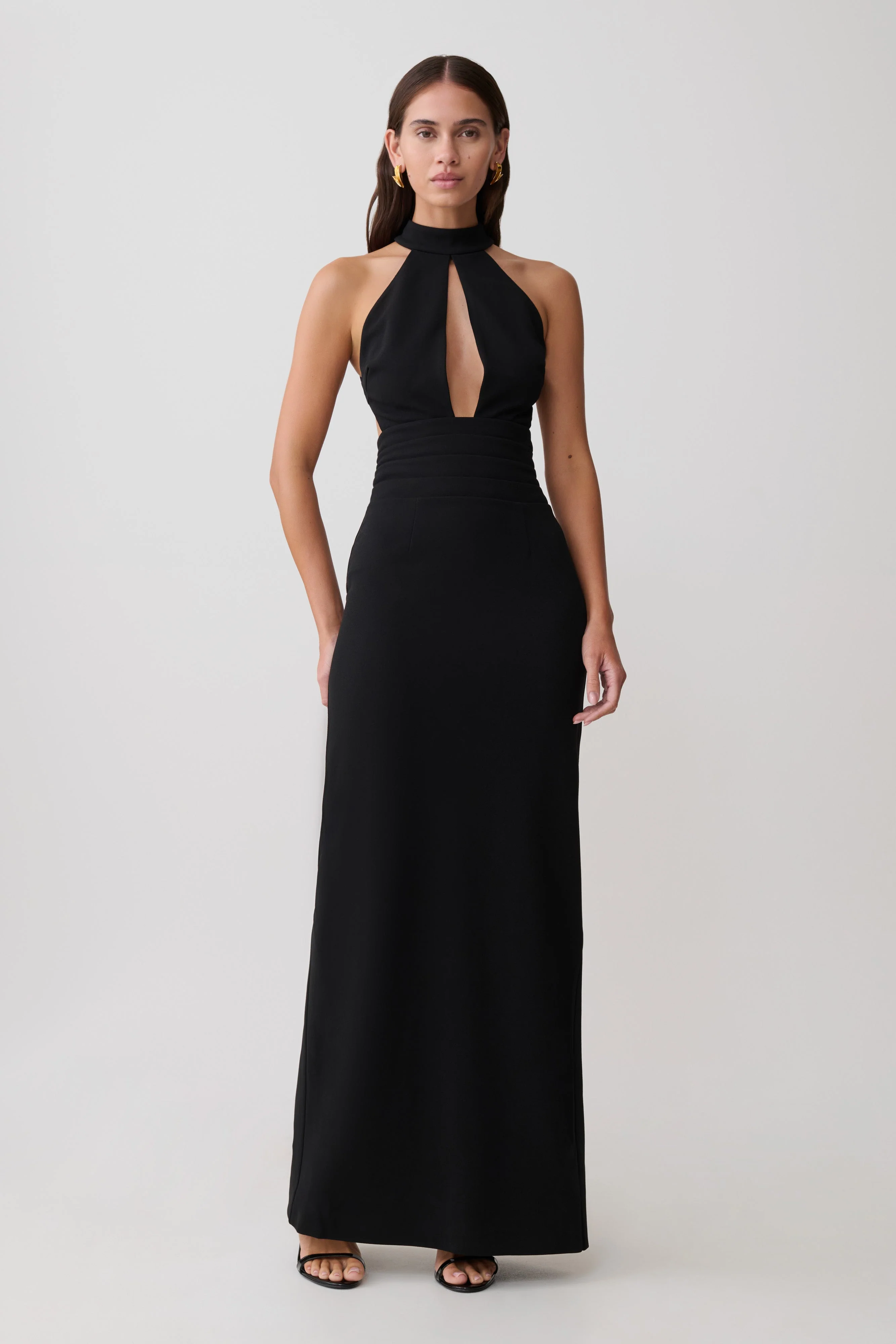 Elan Stretch Crepe Maxi Dress - Black - Image 4