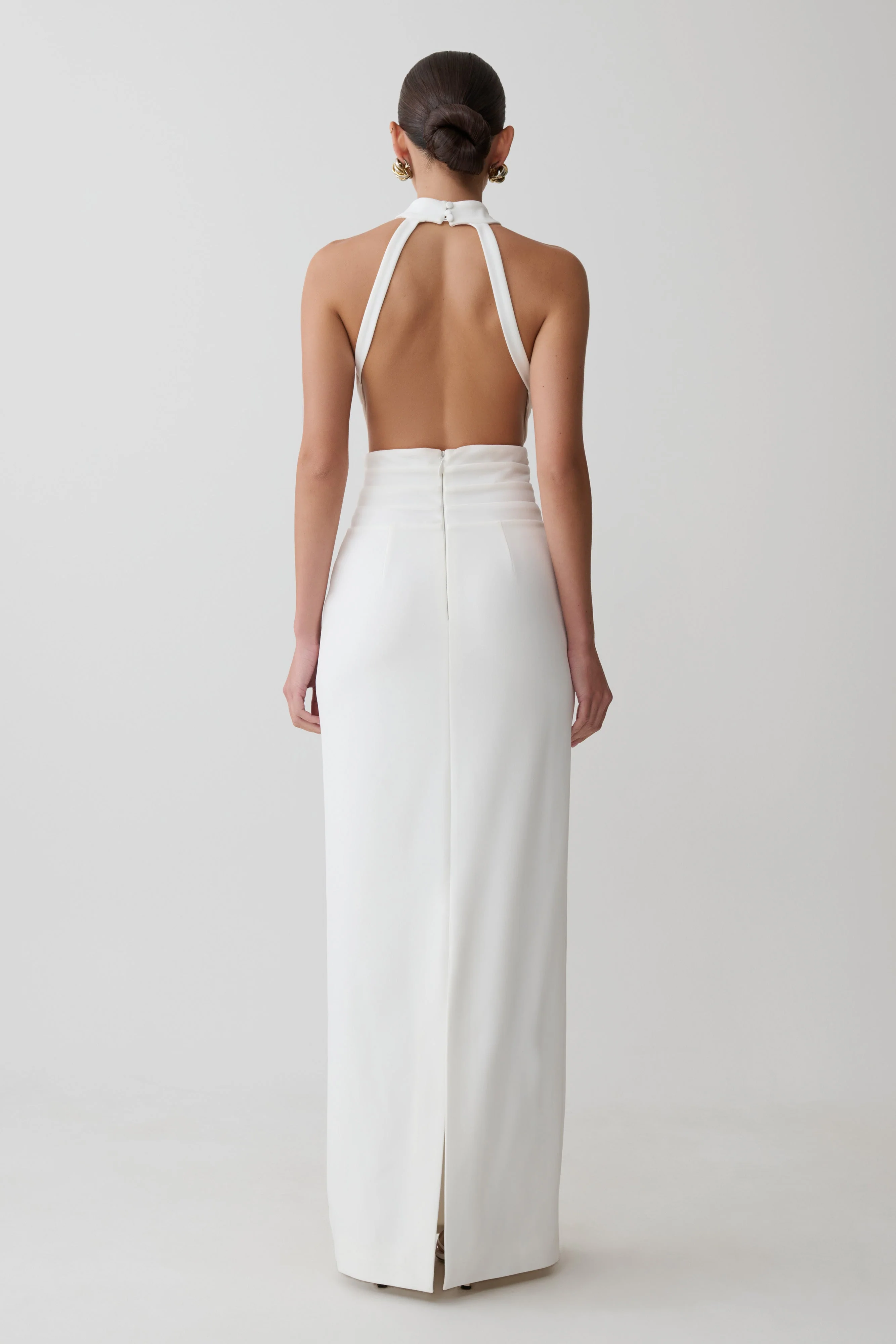Elan Stretch Crepe Maxi Dress - White - Image 2