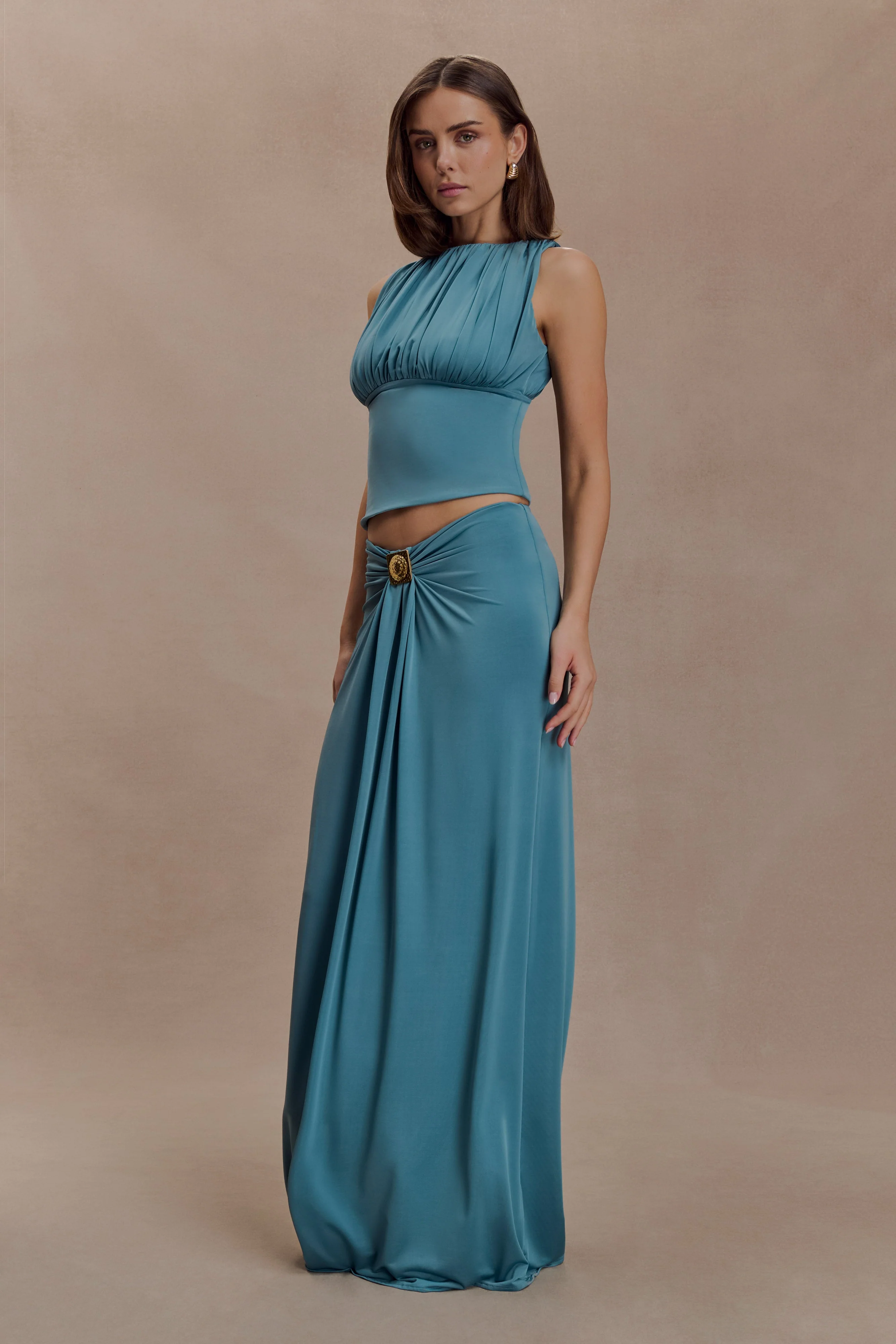 Erina Slinky Open Back Top - Teal - Image 4