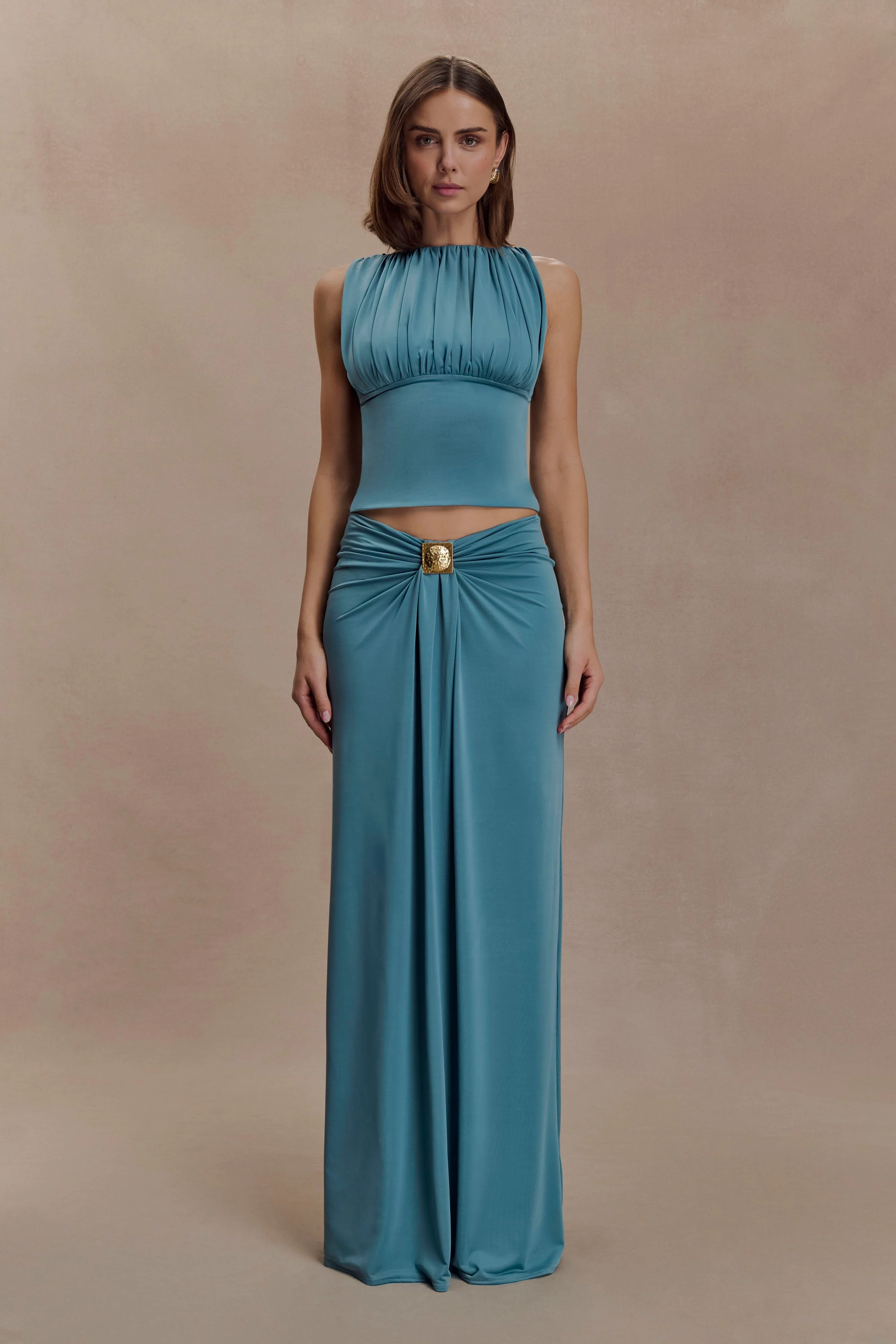 Erina Slinky Open Back Top - Teal - Image 7