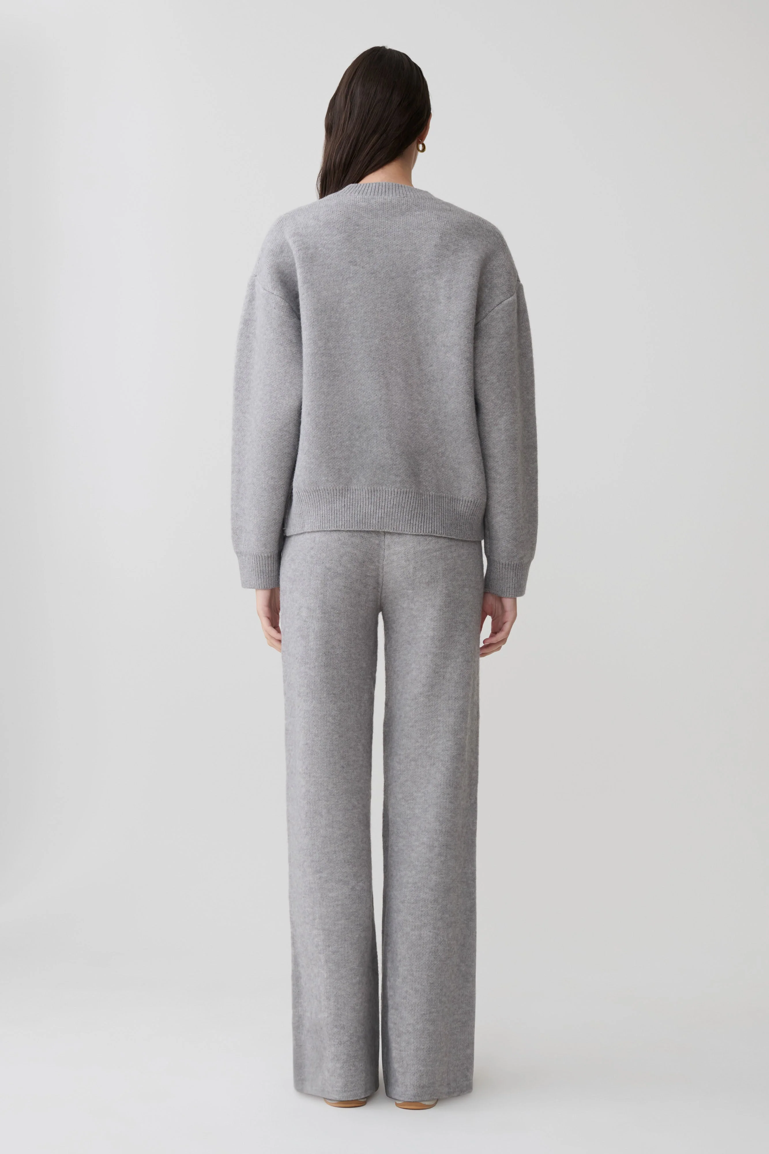 Evan Knit Wide Leg Pants - Grey Marle - Image 2