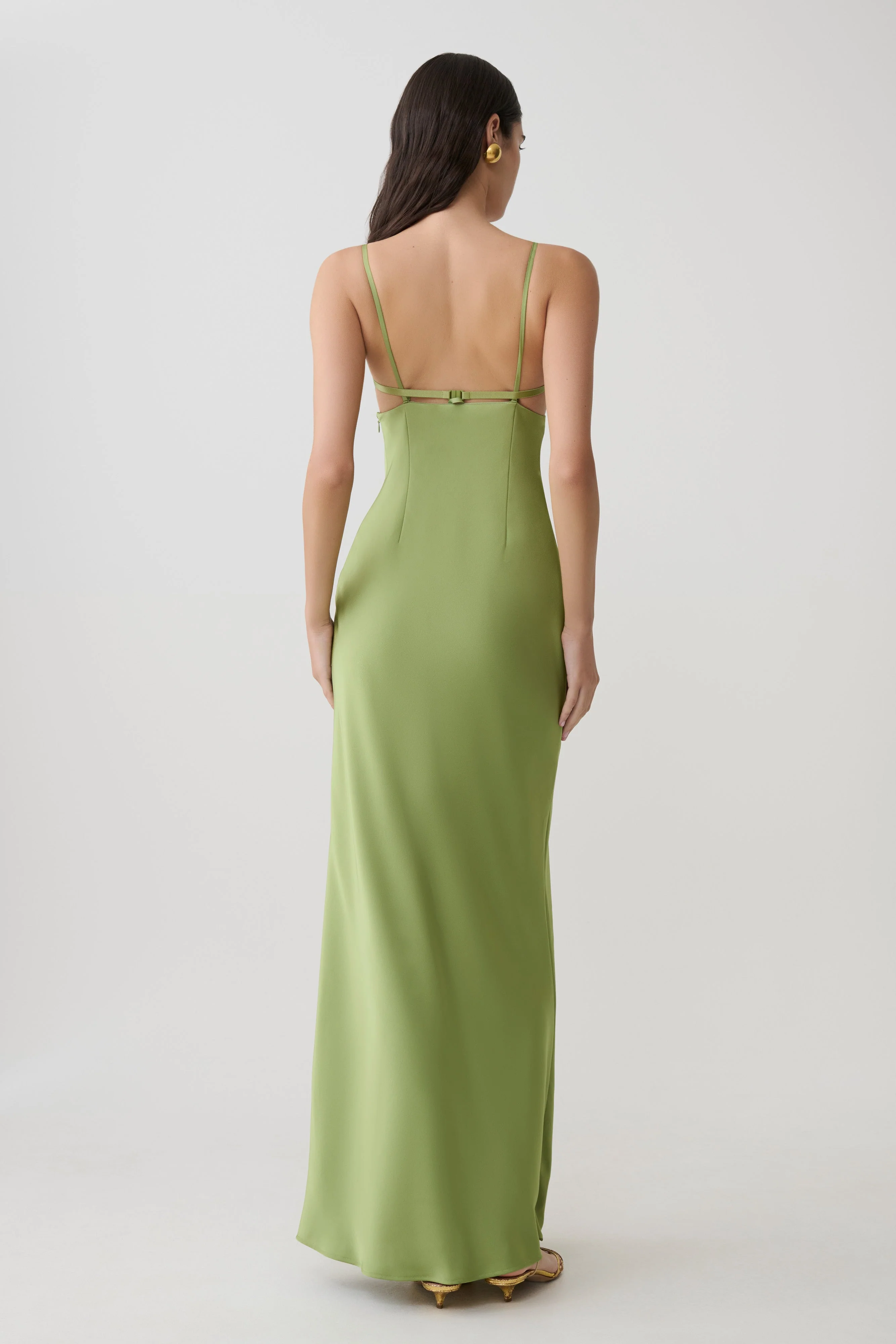 Fiorella Embellished Satin Maxi Dress - Pistachio - Image 2