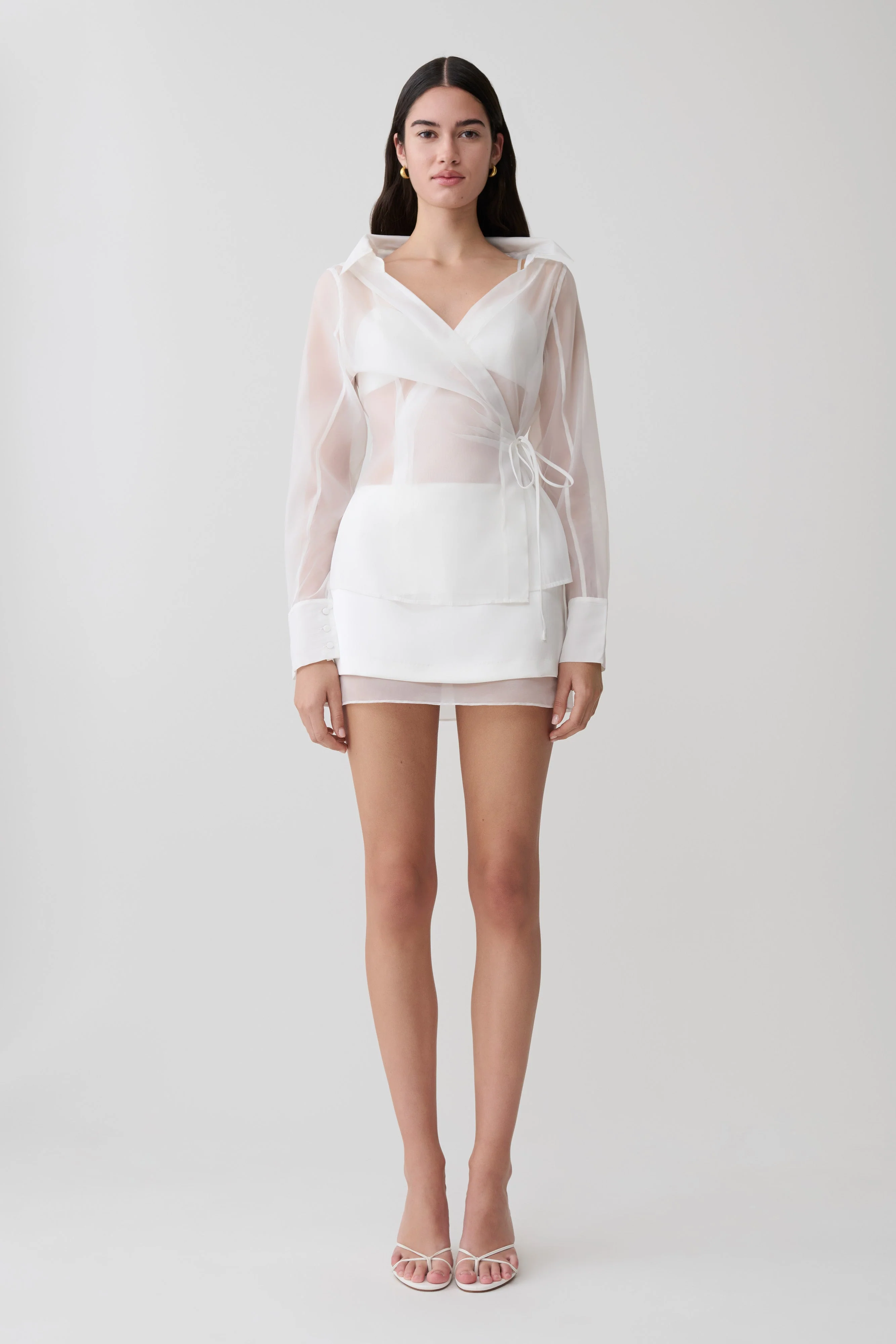 Frankie Satin Mini Skirt - White - Image 7