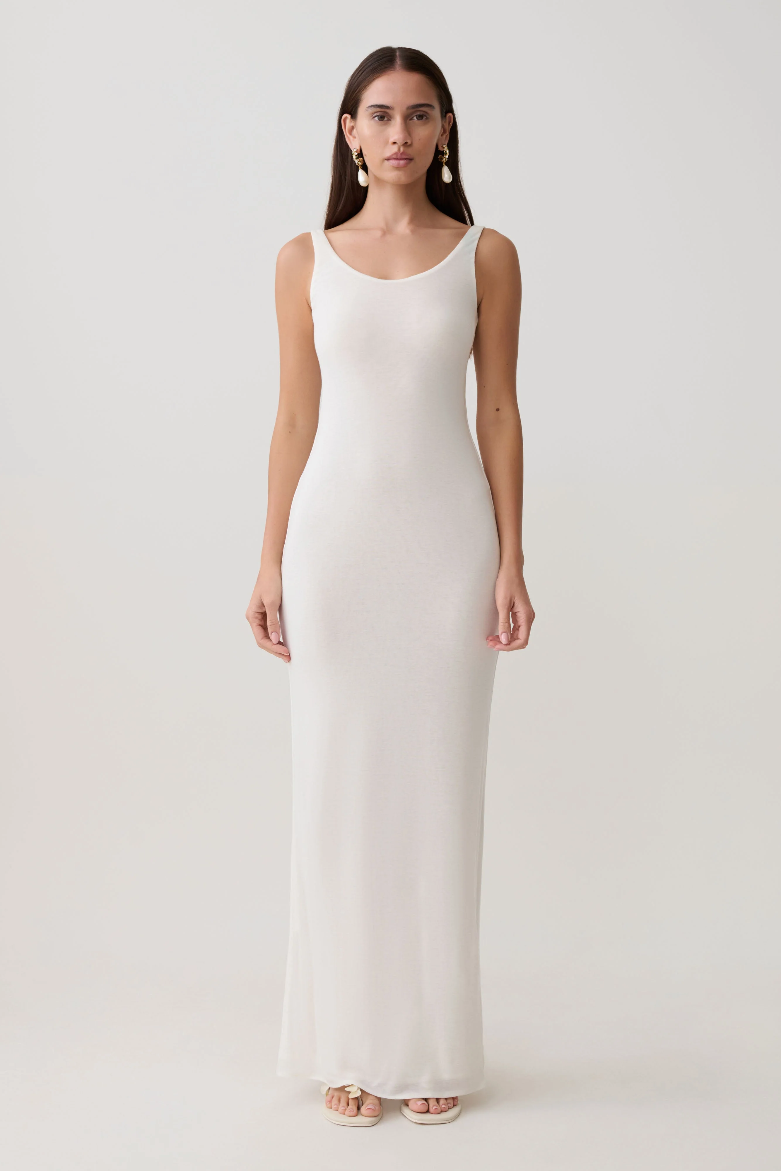 Gwenaelle Scoop Neck Jersey Maxi Dress - White - Image 6
