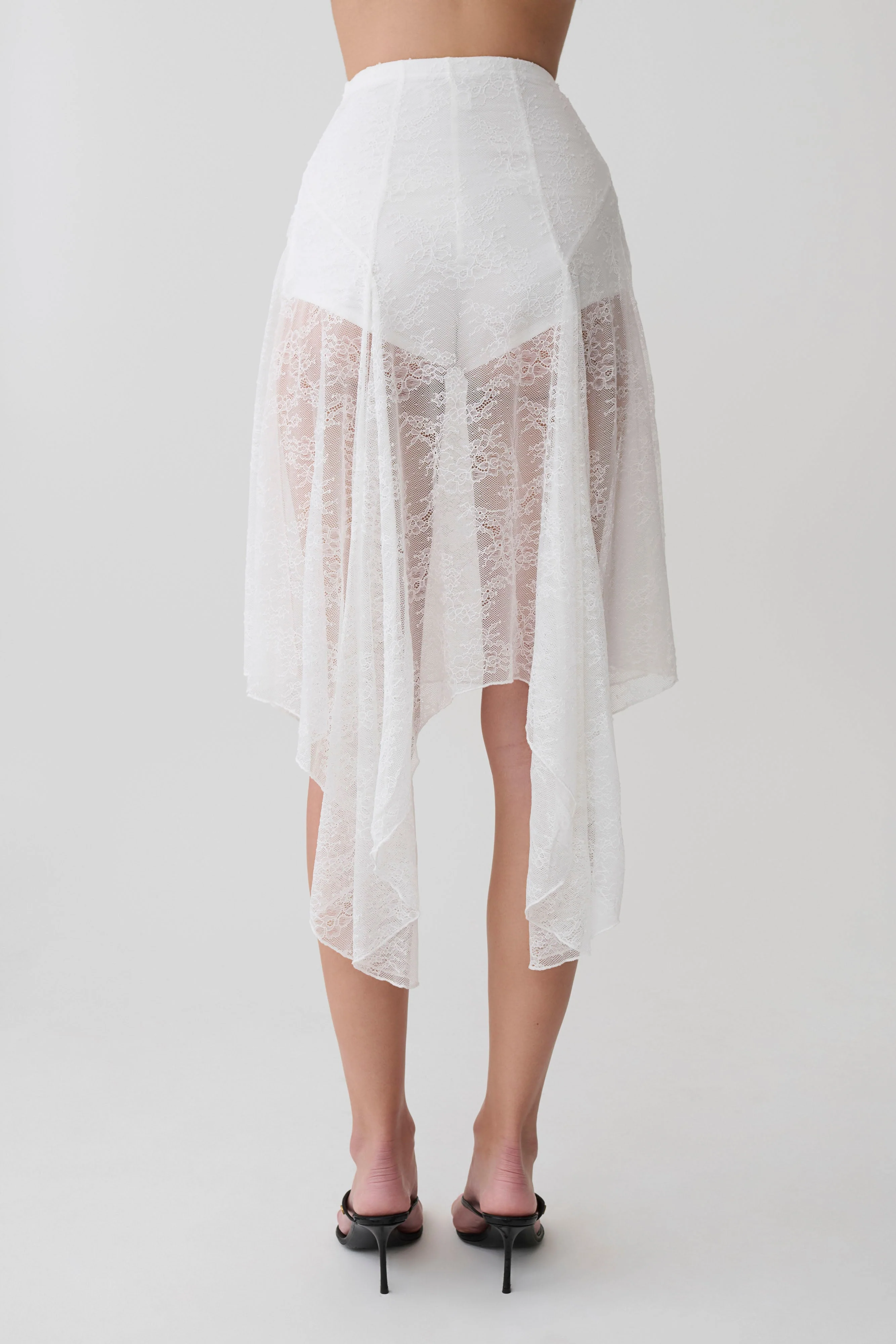 Haime Lace Hankie Midi Skirt - Ivory - Image 5