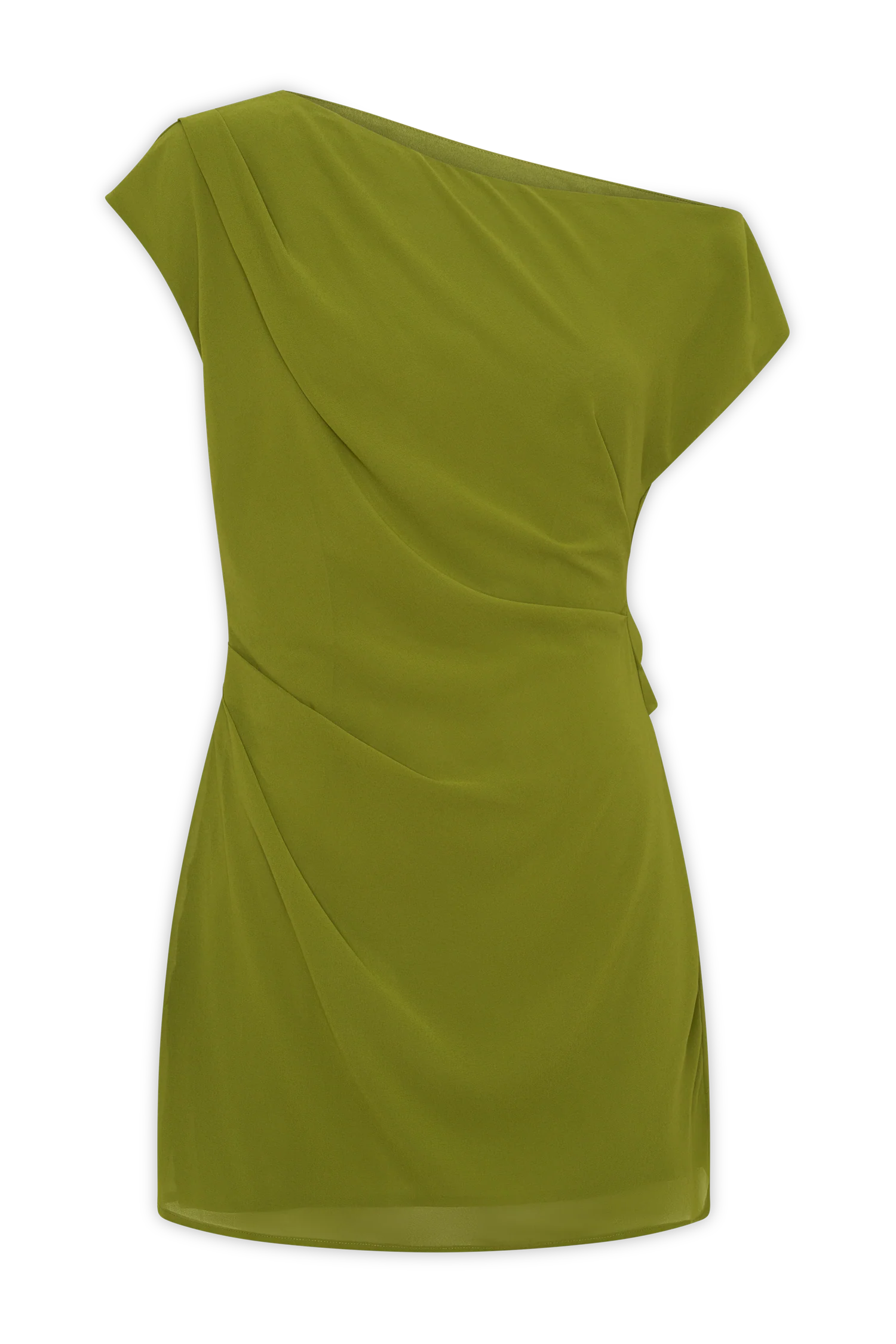 Hannah Asymmetric Neckline Mini Dress - Olive - Image 8