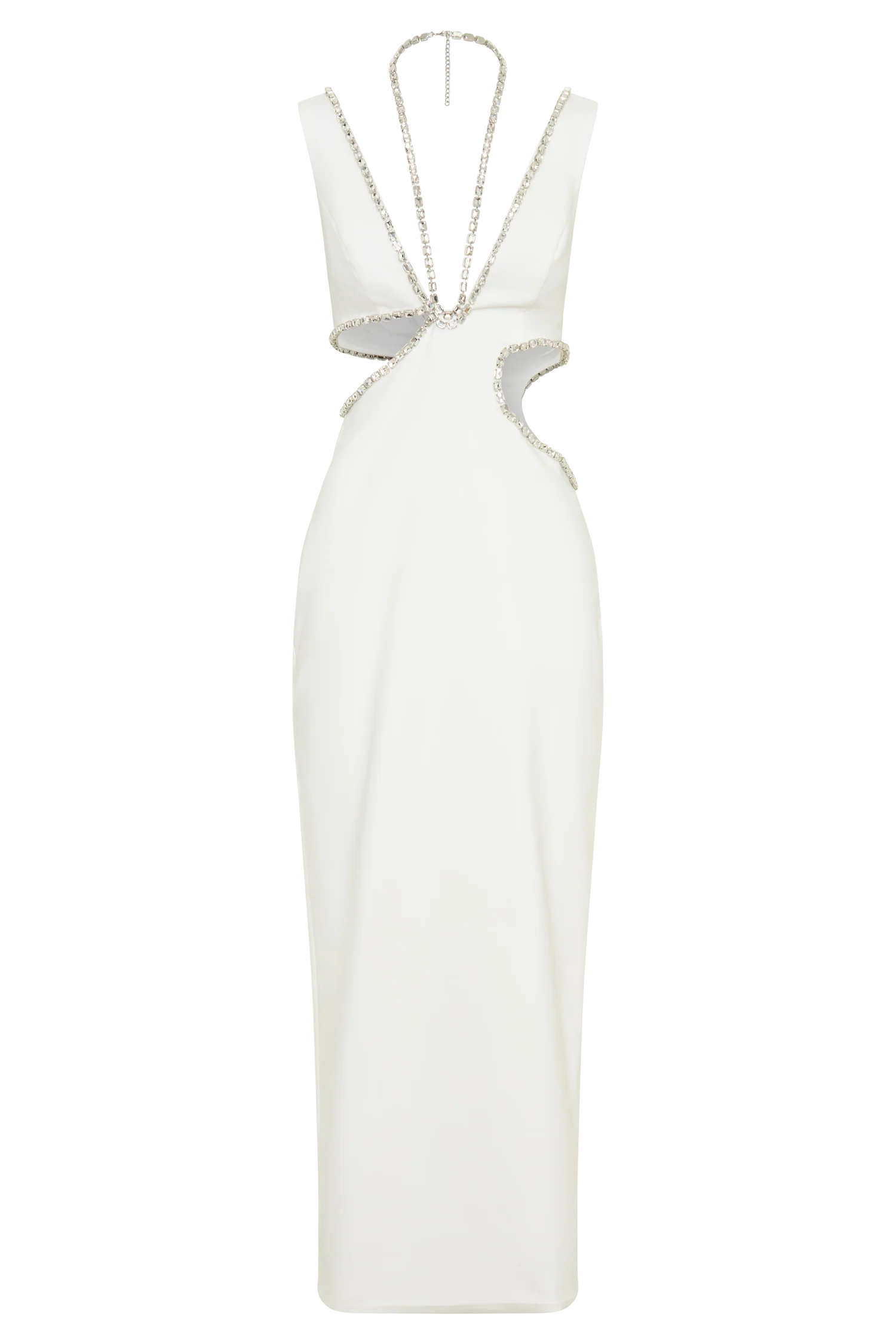 Henny Diamante Trim Cut Out Midi Dress - White - Image 11
