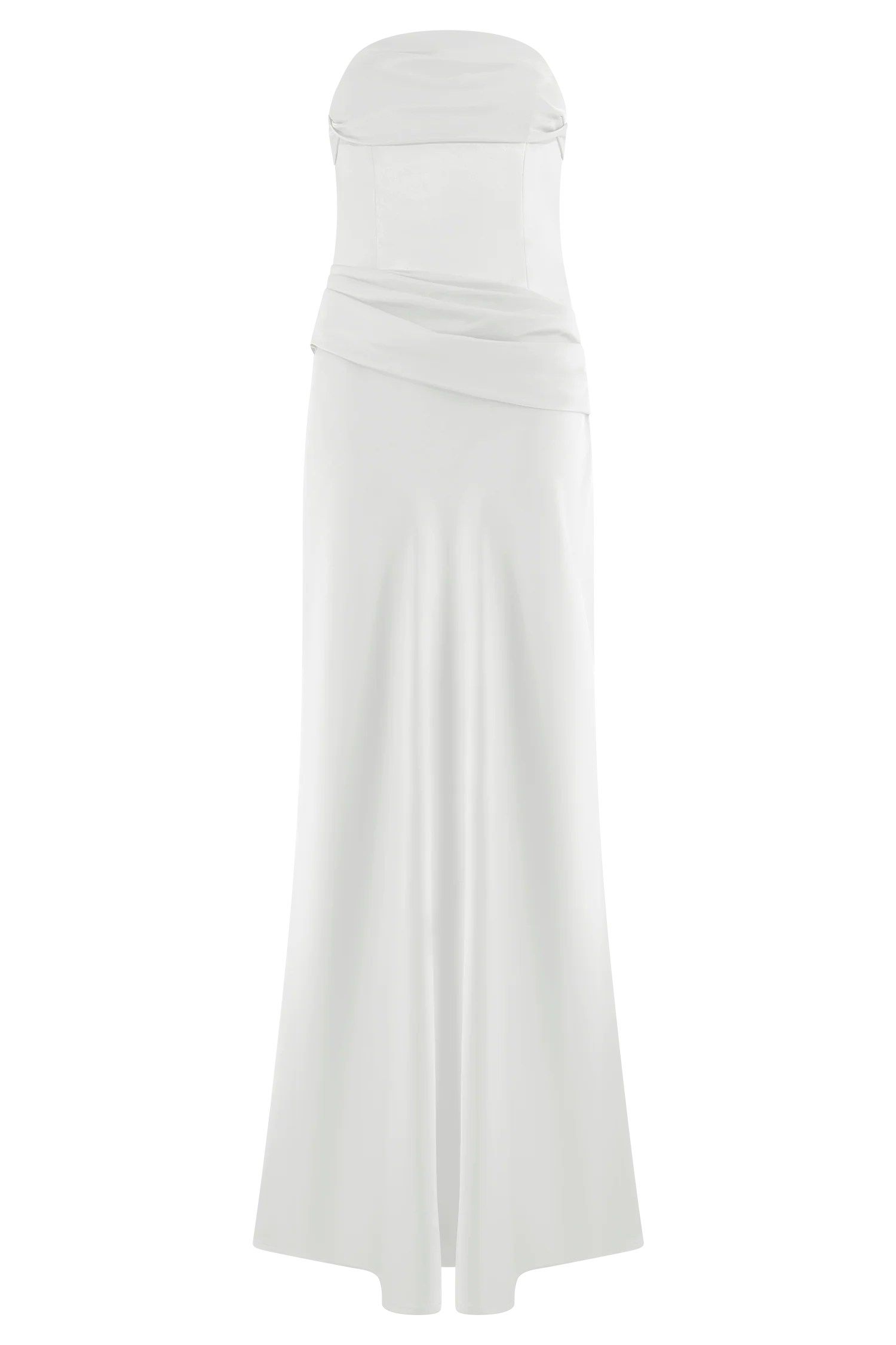 Jasmine Strapless Satin Maxi Dress - White - Image 10
